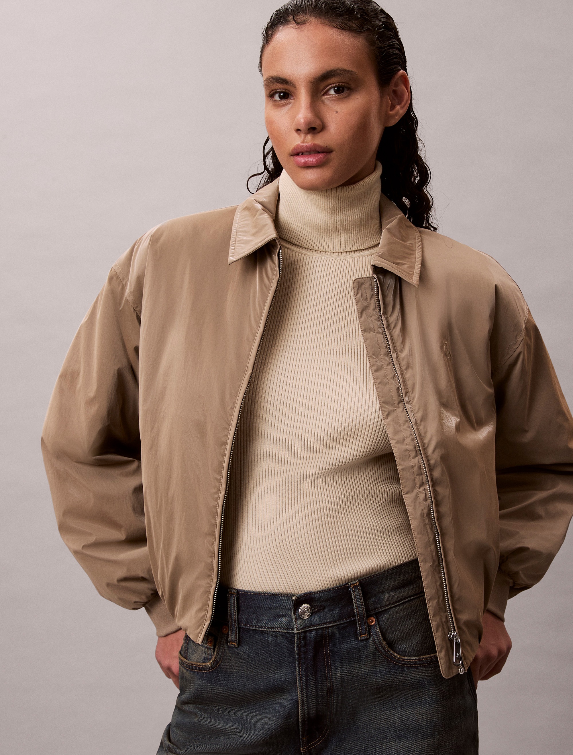 Calvin Klein Jeans Rollkragenpullover, Rippstrick, figurbetonte Passform, M günstig online kaufen