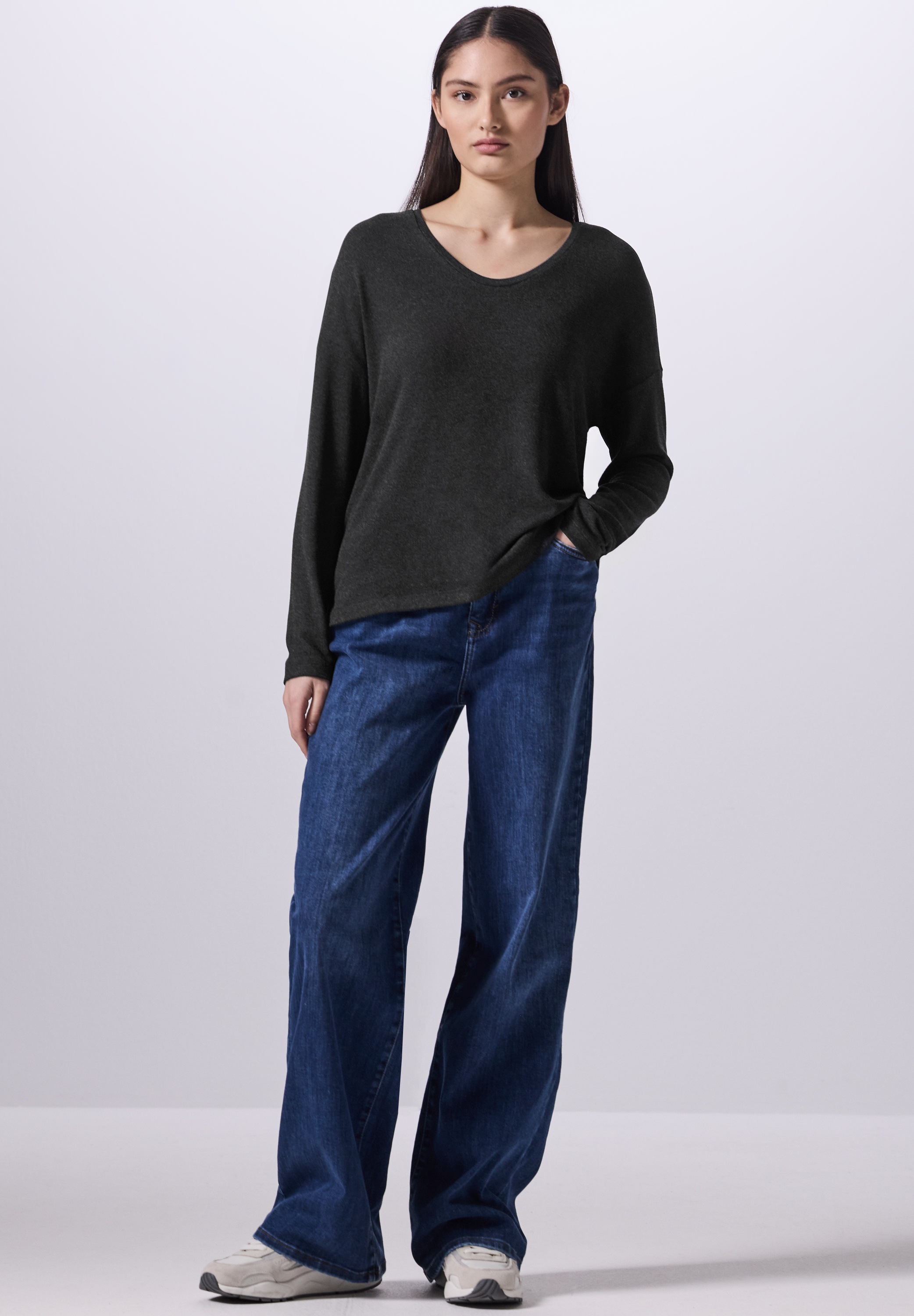STREET ONE STUDIO Langarmshirt, aus softem Materialmix