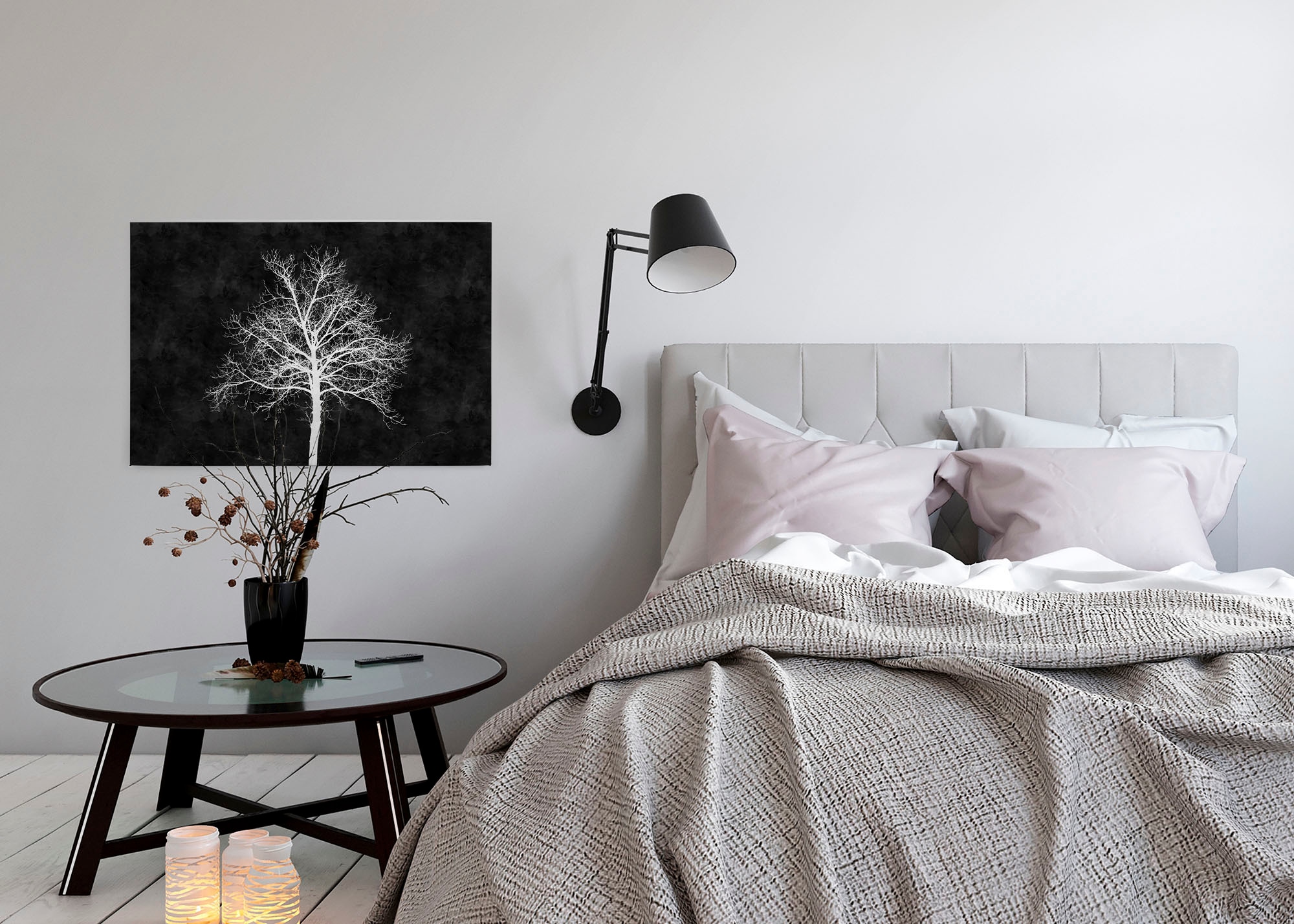 A.S. Création Leinwandbild »blackboard«, Kunst-Gemälde-Kinder, (1 St.), Schwarz-Weiß Baum Keilrahmen Tafel Leinwand-Bild Wohnzimmer modern