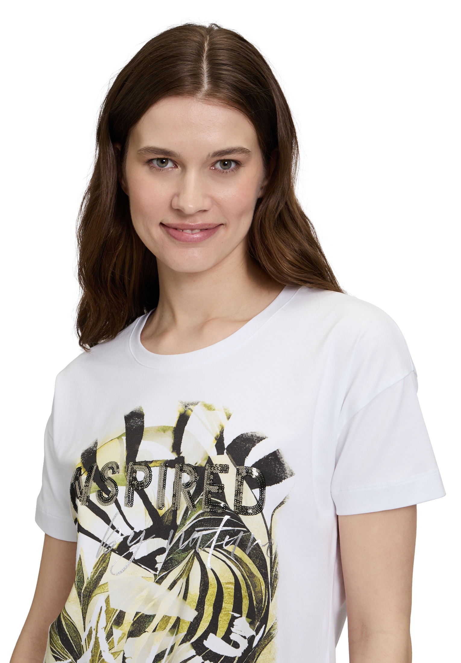 Betty Barclay Kurzarmshirt »Betty Barclay Basic Shirt mit Aufdruck«, (1 tlg.), Pailletten