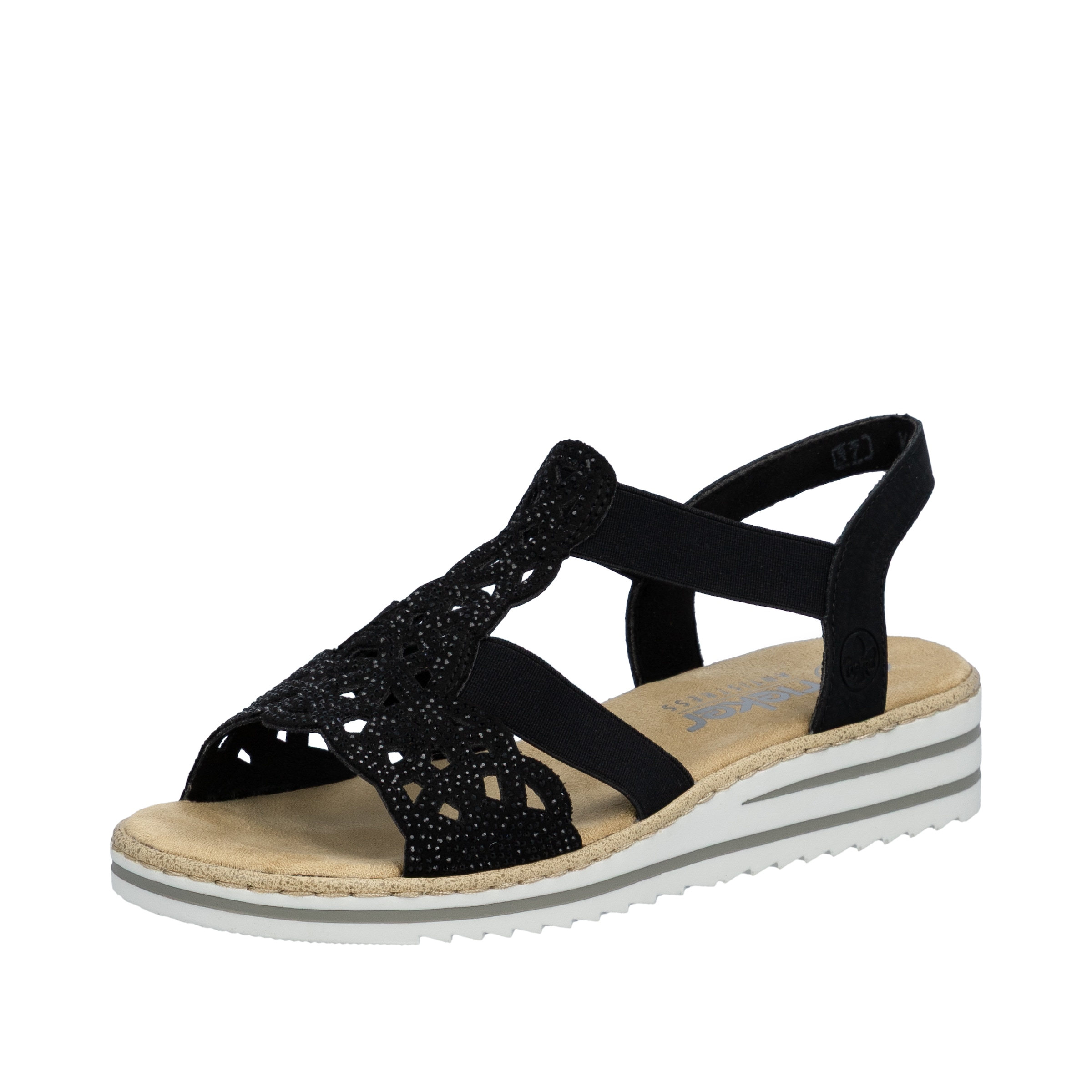 Rieker Sandale Keilsandalette, Sommerschuh mit Glitzersteine günstig online kaufen