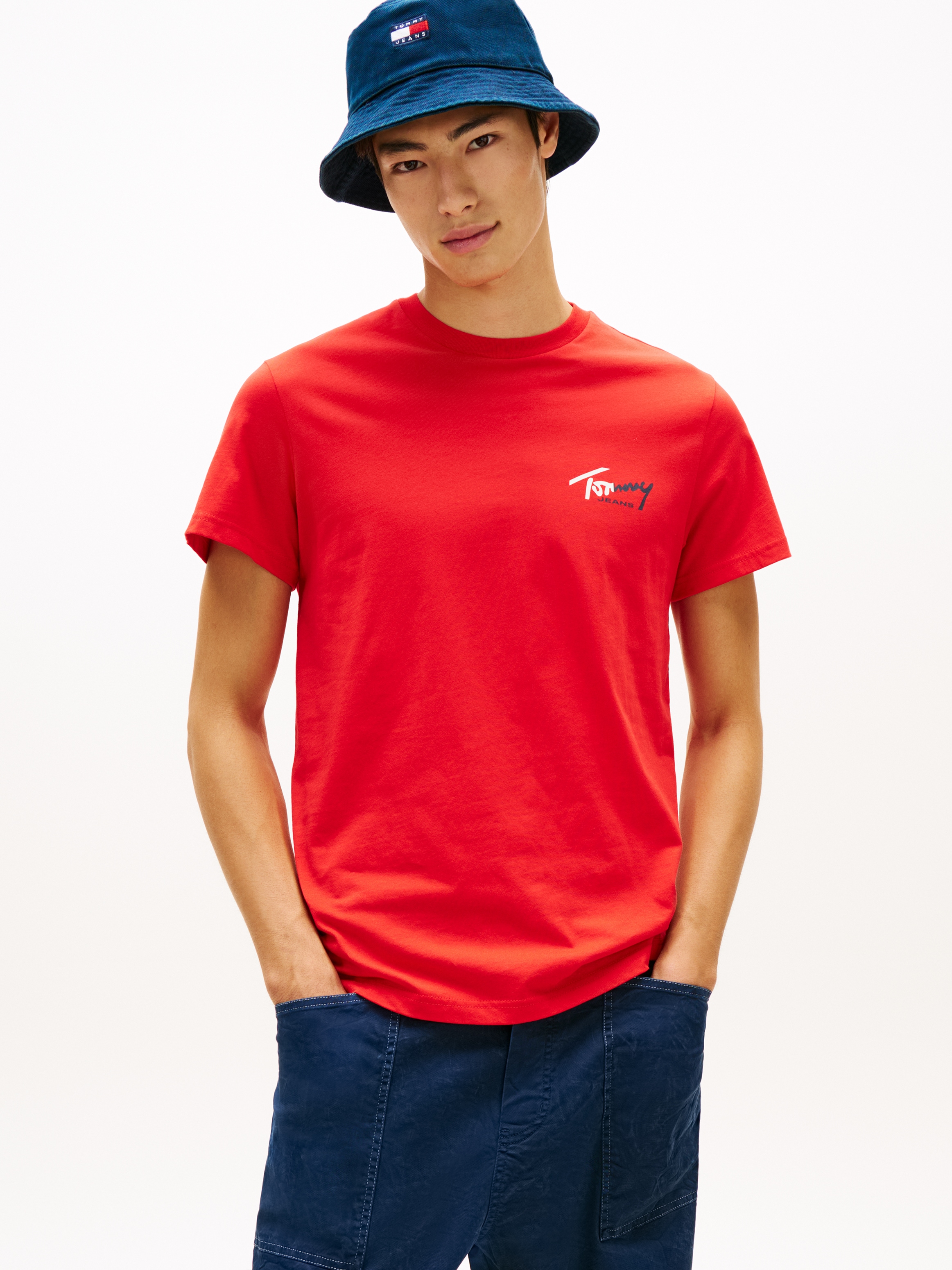 Tommy Jeans T-Shirt "TJM SLIM FIT SIGN CHEST" mit Markenprint günstig online kaufen