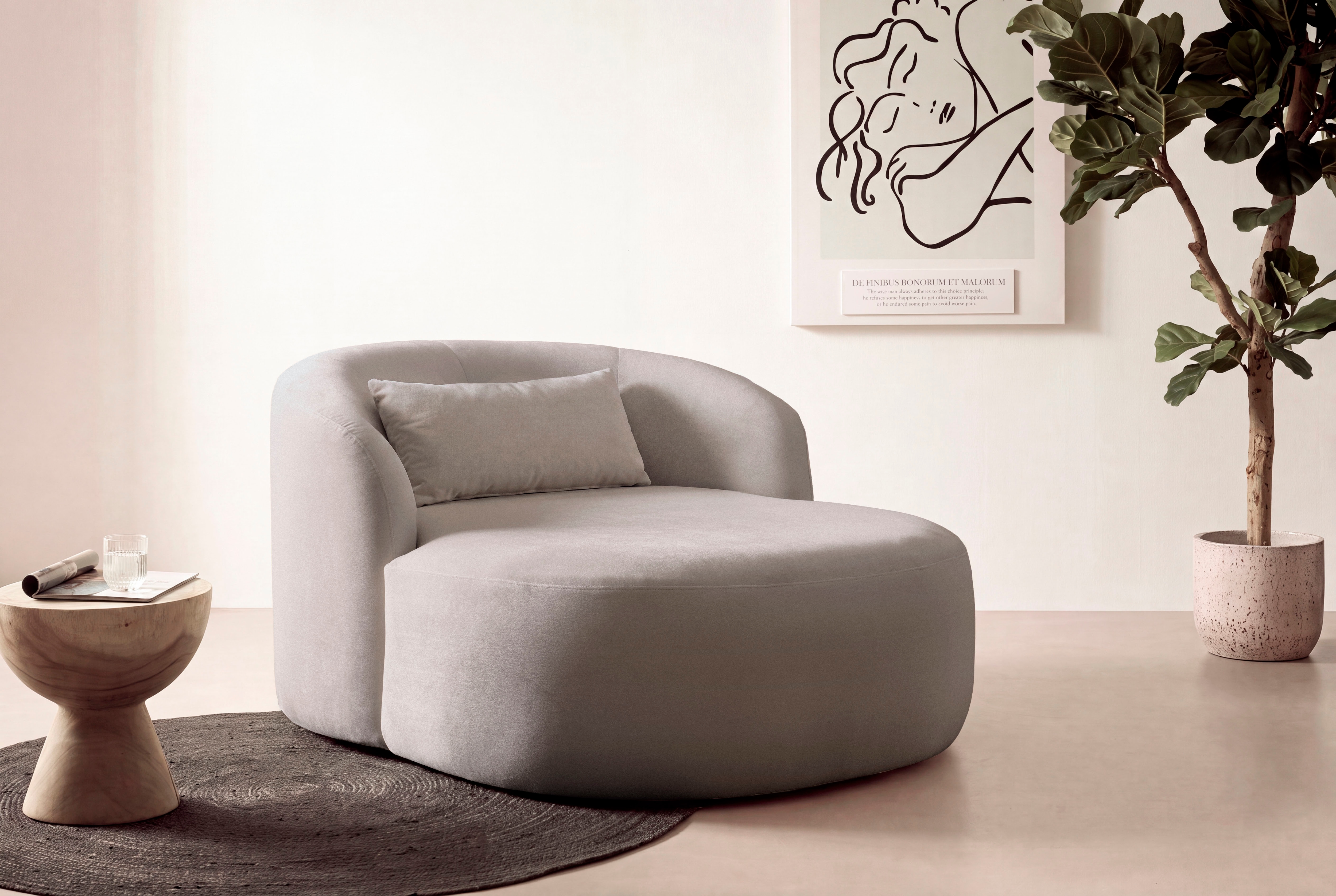 LeGer Home by Lena Gercke XXL-Sessel "Yllara, moderner Lesesessel, Loveseat mit großzügiger Sitzfläche" mit geschwungener Rückenlehne in Samt oder Struktur