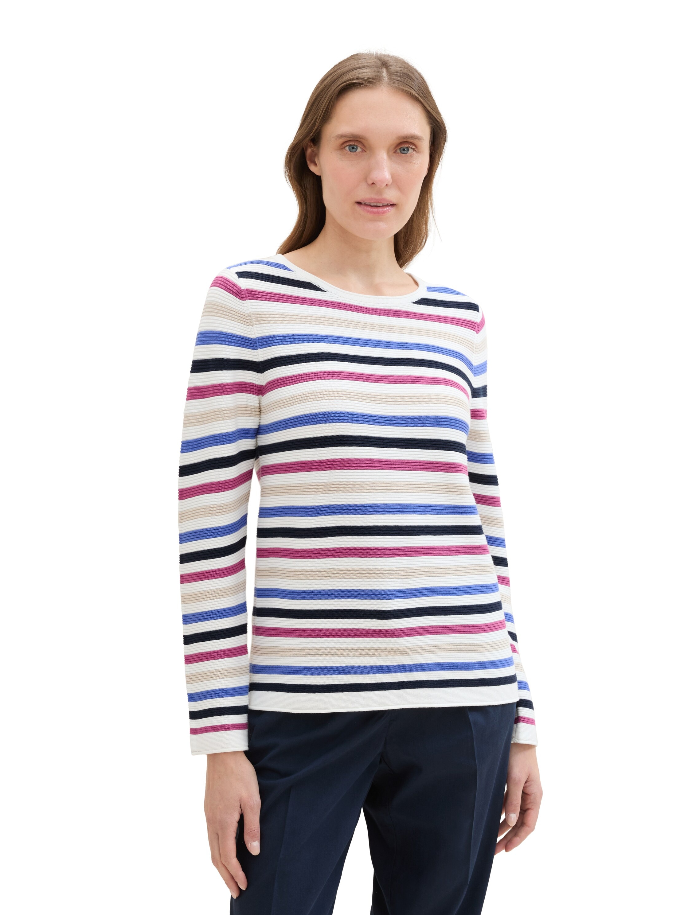 TOM TAILOR Strickpullover, in Streifen Stuktur