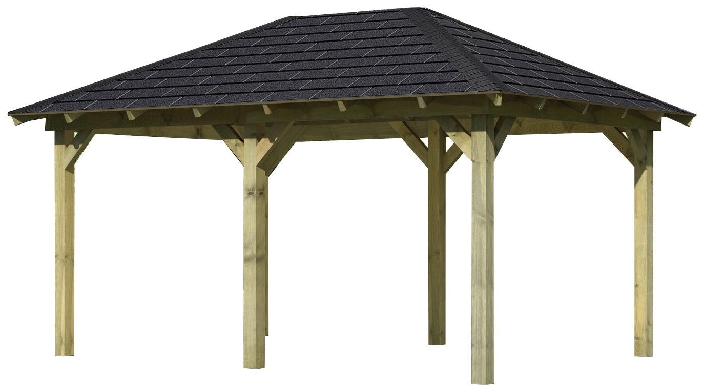 Karibu Pavillon »Perida«, (Set), BxTxH: 345x485x296 cm, mit schwarzen Dachschindeln