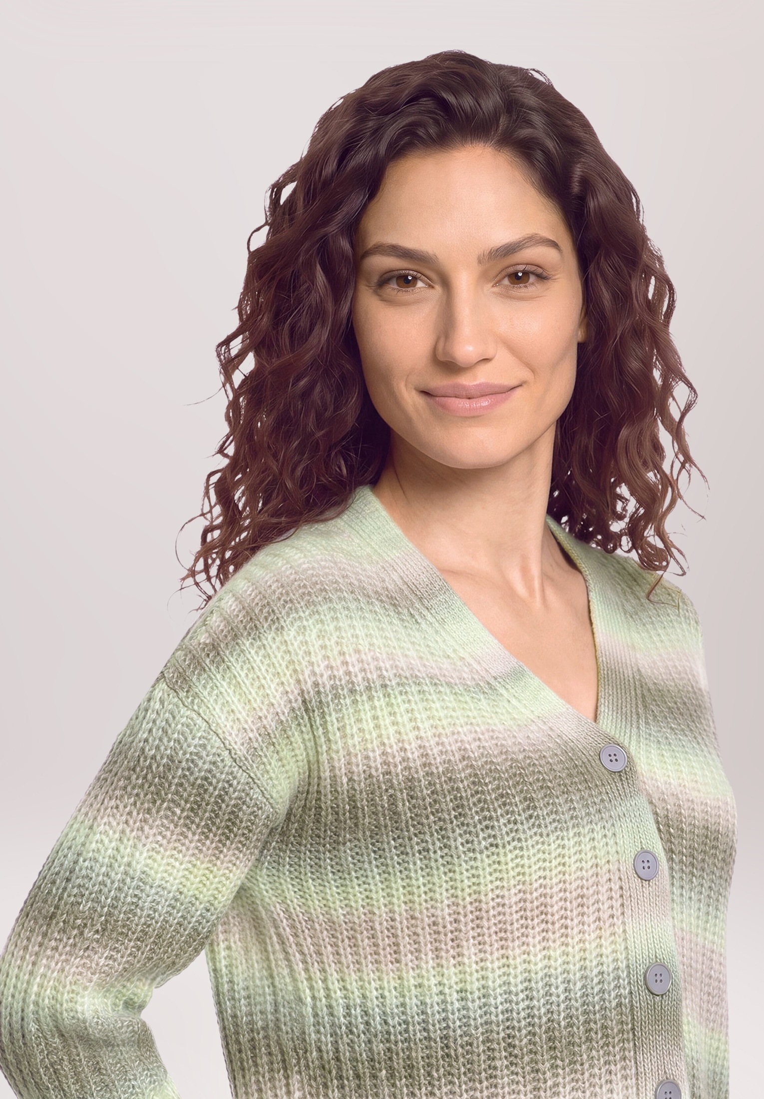 Cartoon Strickjacke »Damen mit V-Ausschnitt« 1