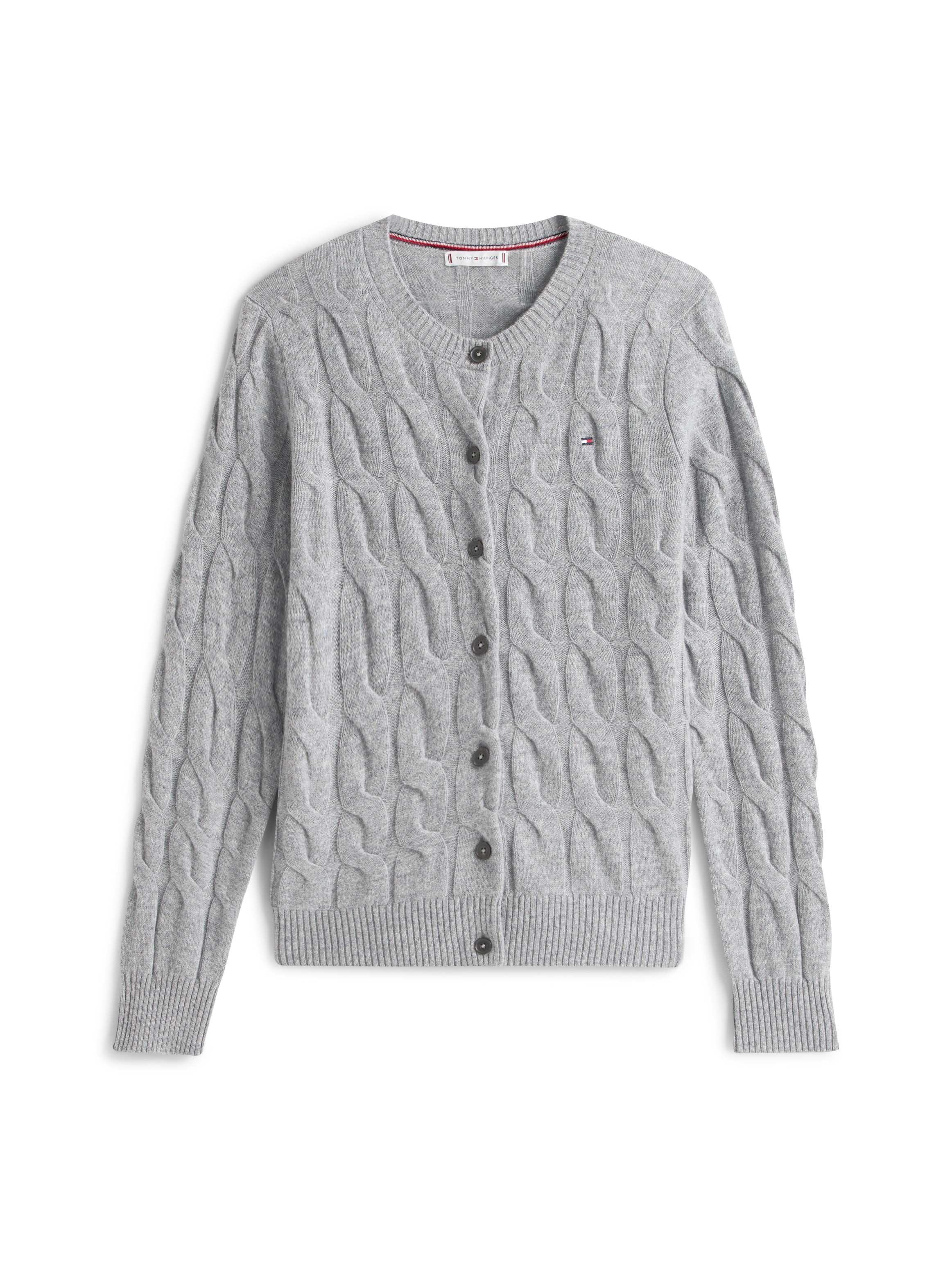 Tommy Hilfiger Strickjacke »SOFT WOOL CABLE C-NK LS CARDIGAN« mit Zopfmuster, aus reiner Wolle