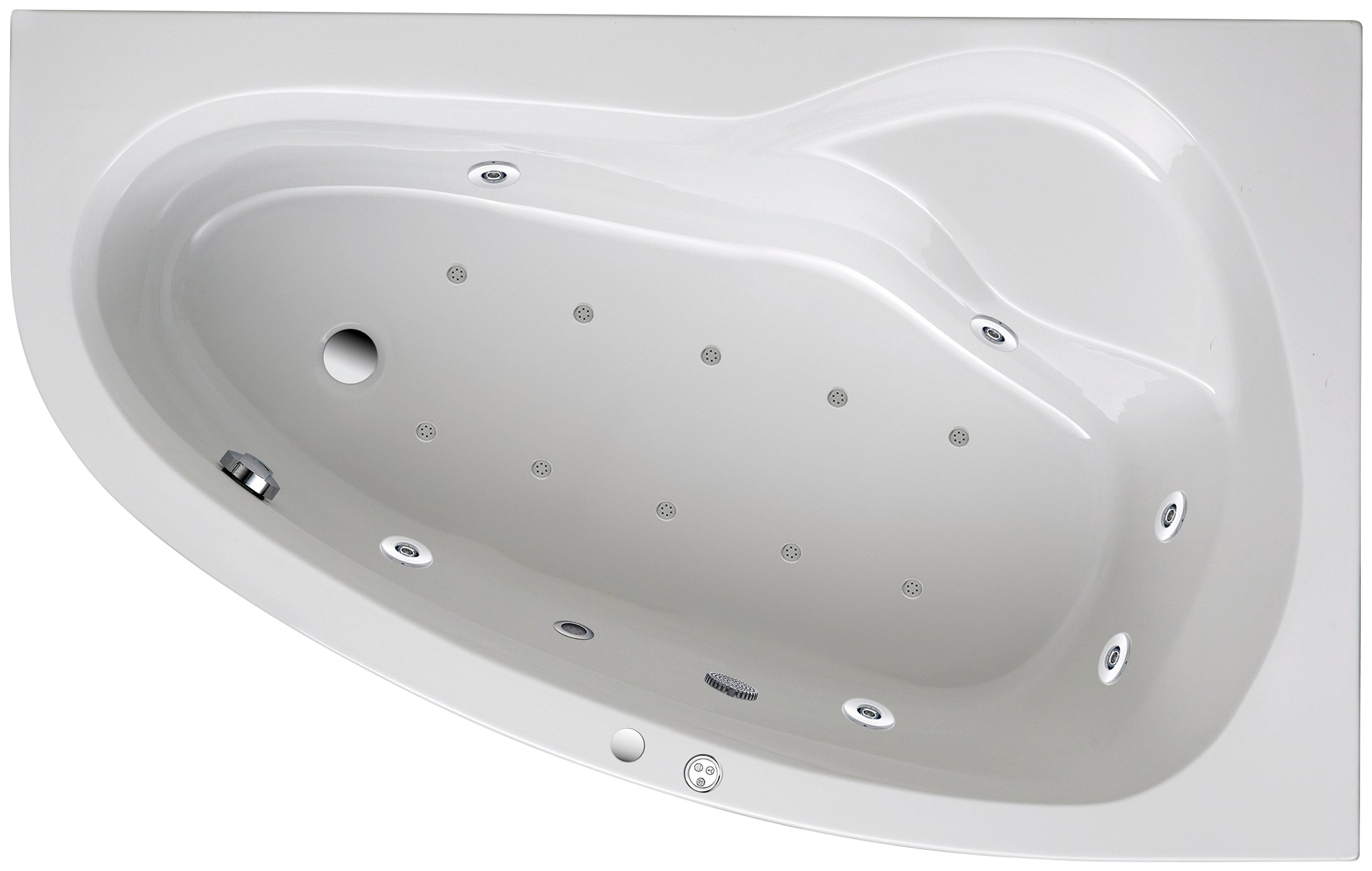 Whirlpool-Badewanne OTTOFOND, B:110cm H:44cm L:175cm T:110cm, weiß, Sanitäracryl, Badewannen, "Loredana", Typ Premium, chrom
