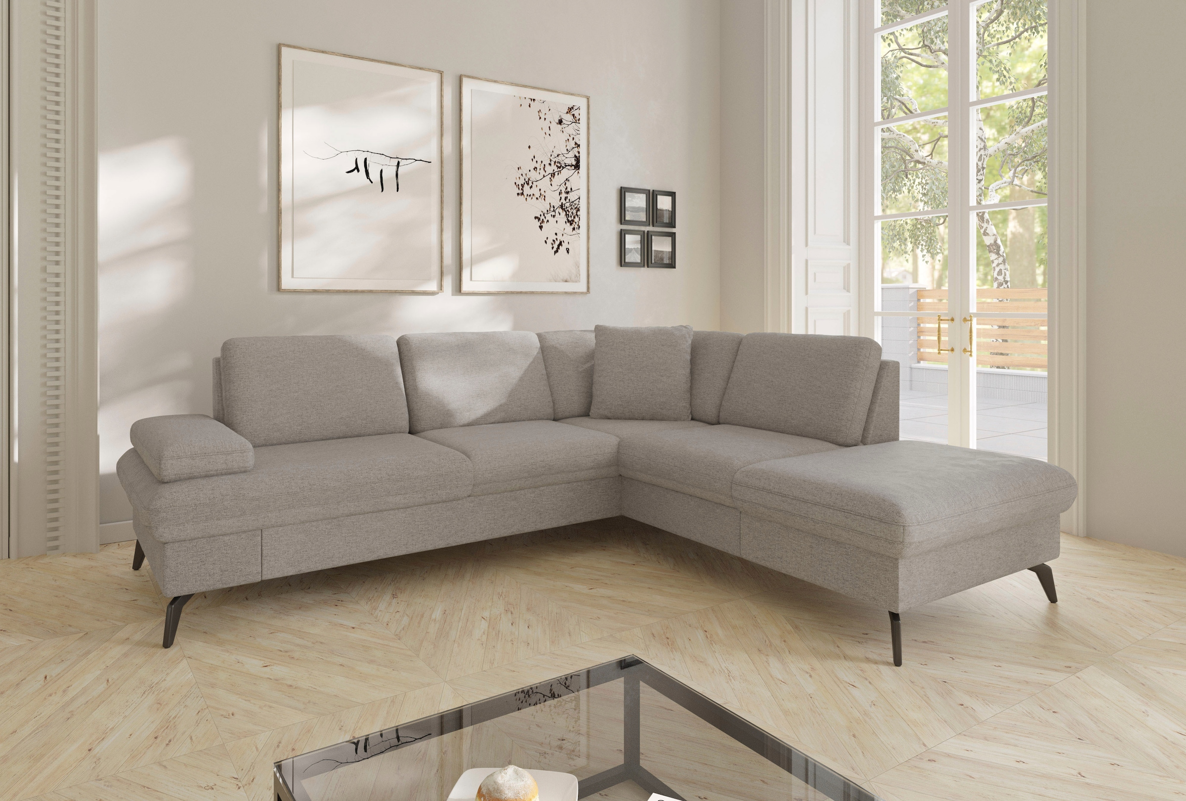 sit&more Ecksofa »Morris Jubi L-Form«, inkl. Armteilfunktion und 1 Zierkissen, wahlweise mit Bettfunktion