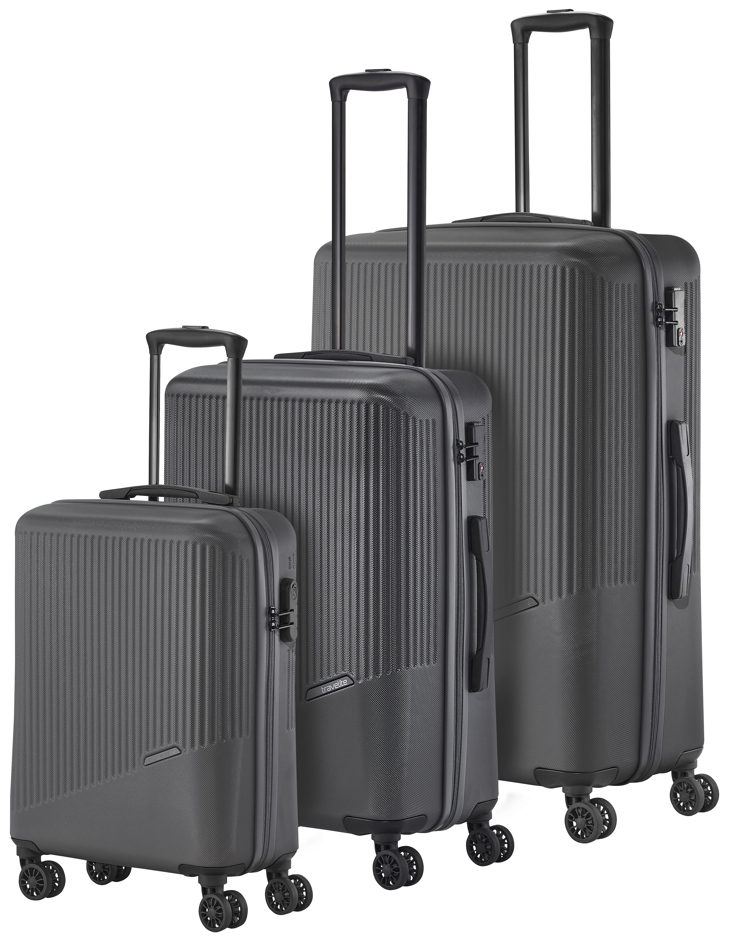 travelite Trolleyset »BALI 4w L/M/S«, (Set, 3 tlg., Hartschalen Trolley Set), Kofferset Reisegepäck Reisekoffer Hartschallenkoffer TSA Schloss