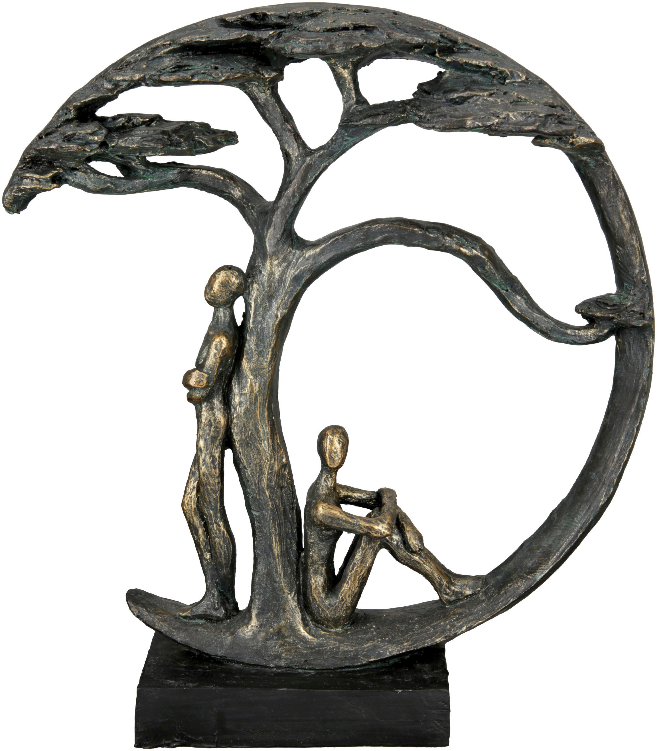 Casablanca by Gilde 1100000002199 "Skulptur Shadow" Bronzefarbenes Paar unter Baum, Antikfinish, Wohnzimmer