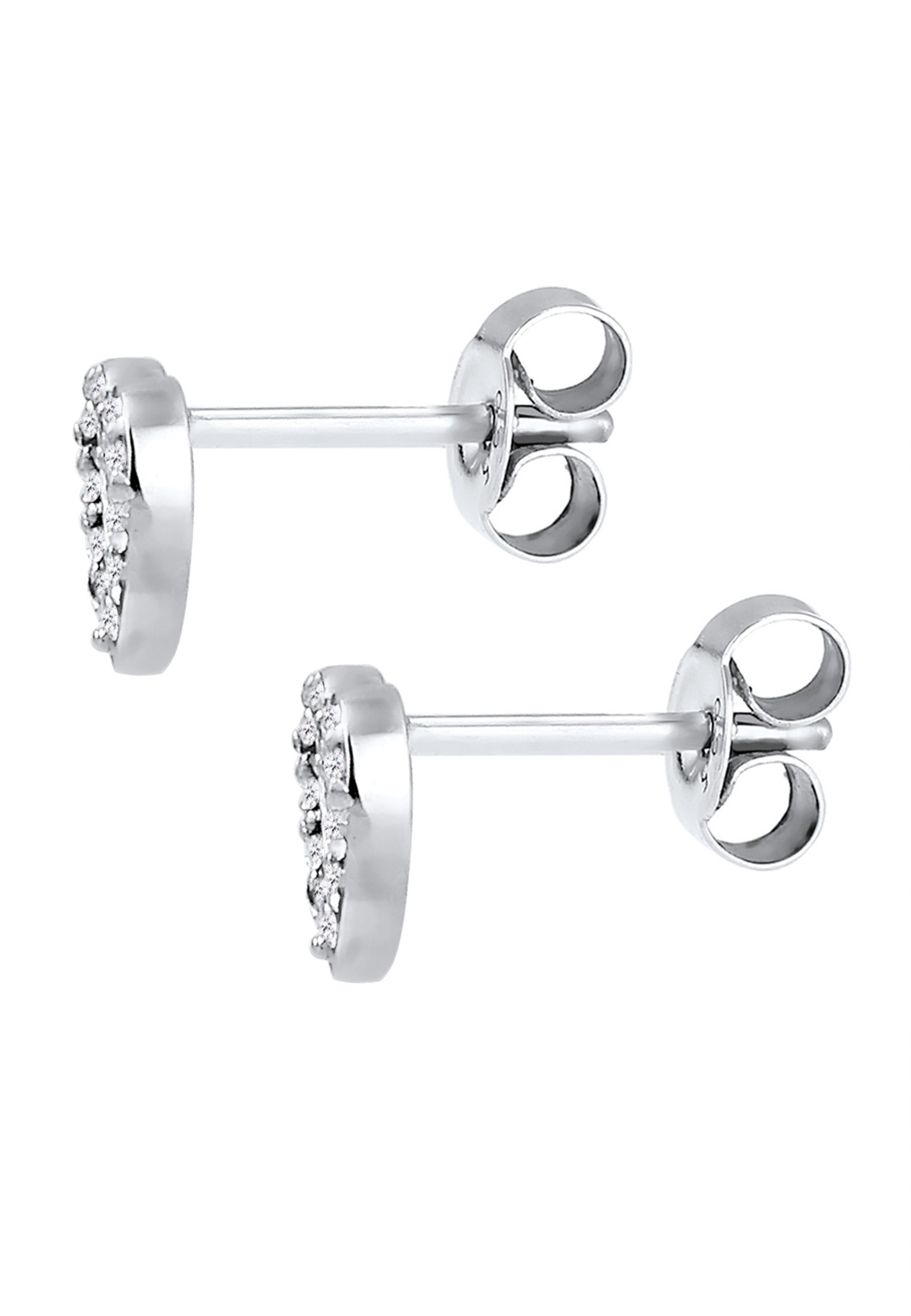 Elli Paar Ohrstecker »Ohrstecker Herz Glas Kristalle Weiß 925 Sterling Silber«