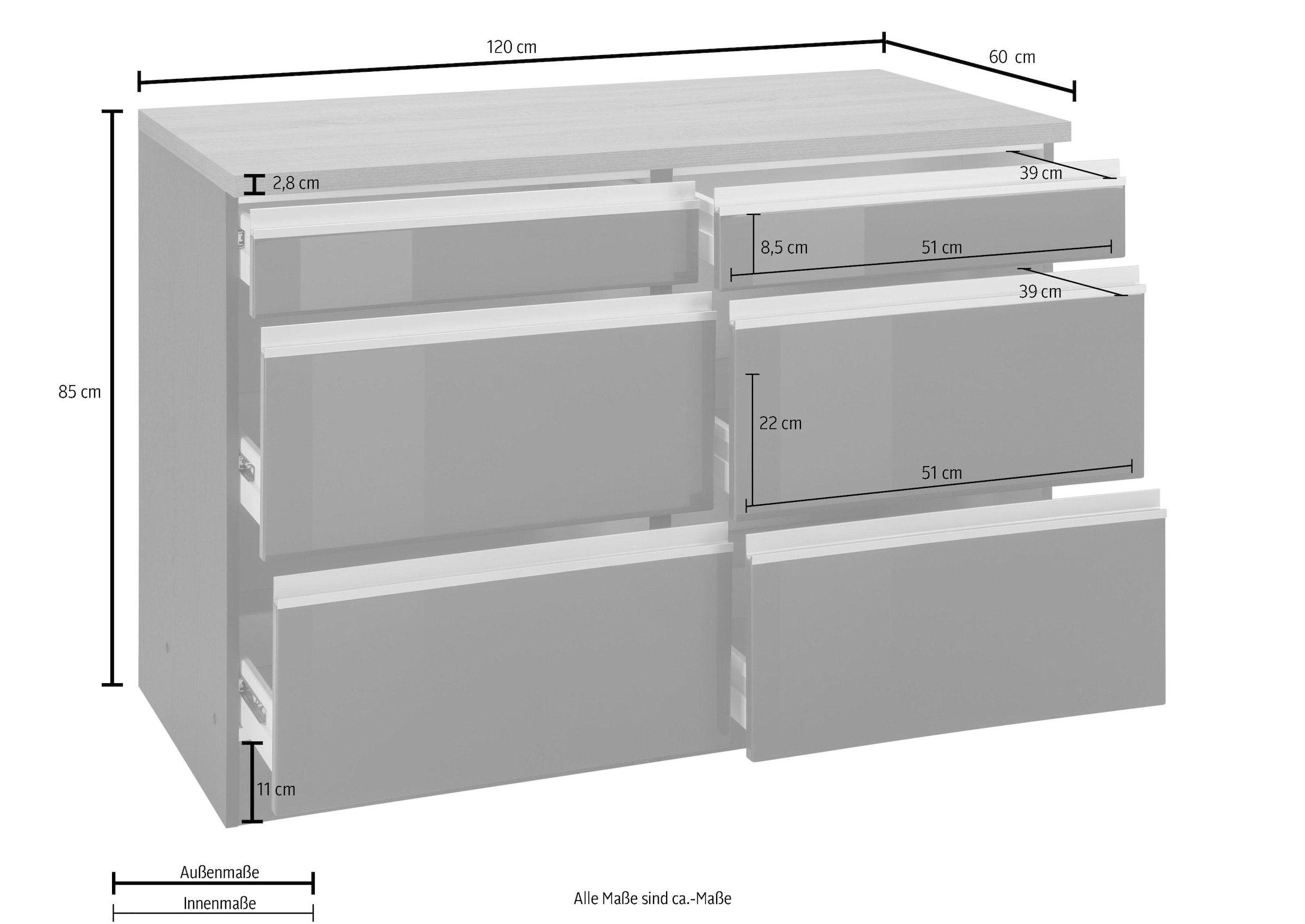 HELD MÖBEL Unterschrank »Ohio«, Breite 120 cm | BAUR