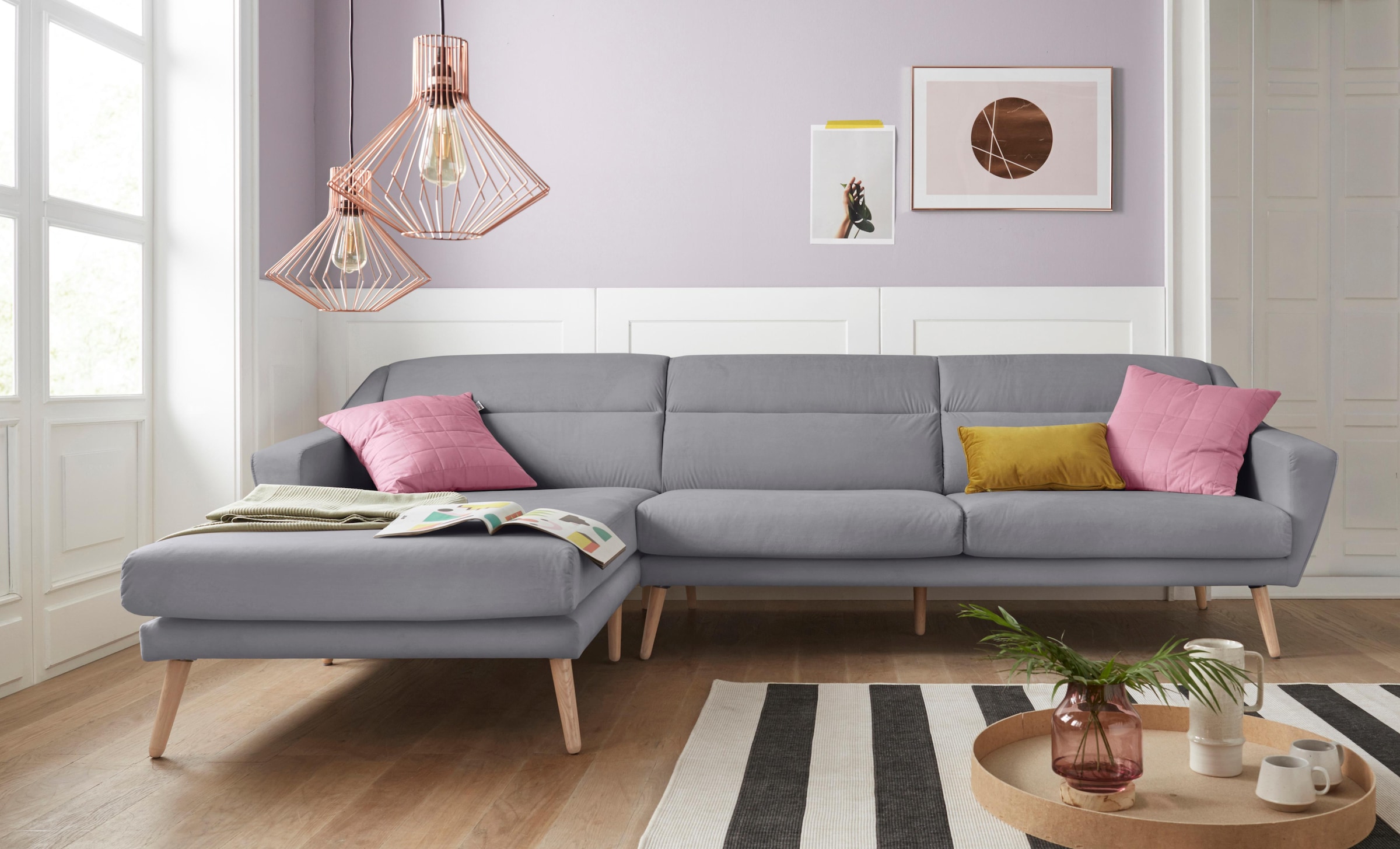 OTTO home Ecksofa "Bille L-Form" mit Naht im Rückenkissen und Beinen aus Ei günstig online kaufen