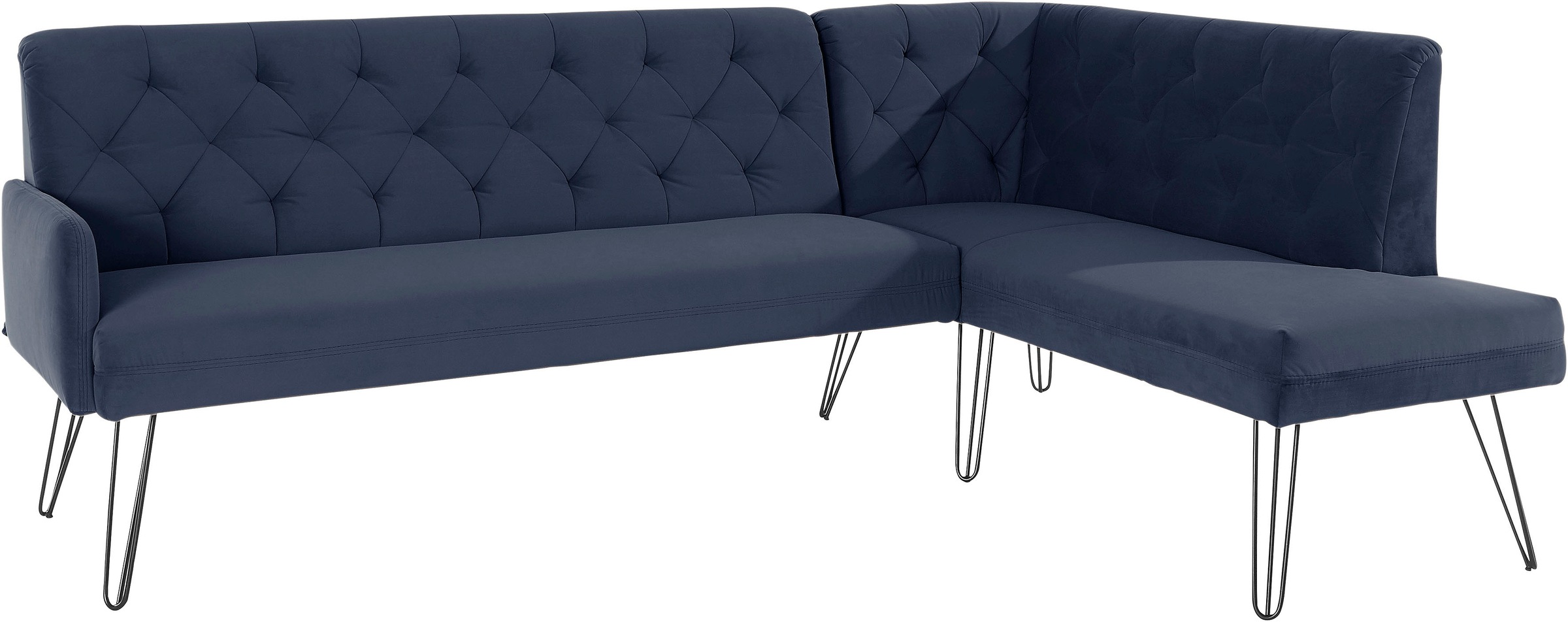 exxpo - sofa fashion Eckbank »Doppio, Chesterfield Optik, komfortabel und bequem, hohe Designfüße«, Frei im Raum stellbar