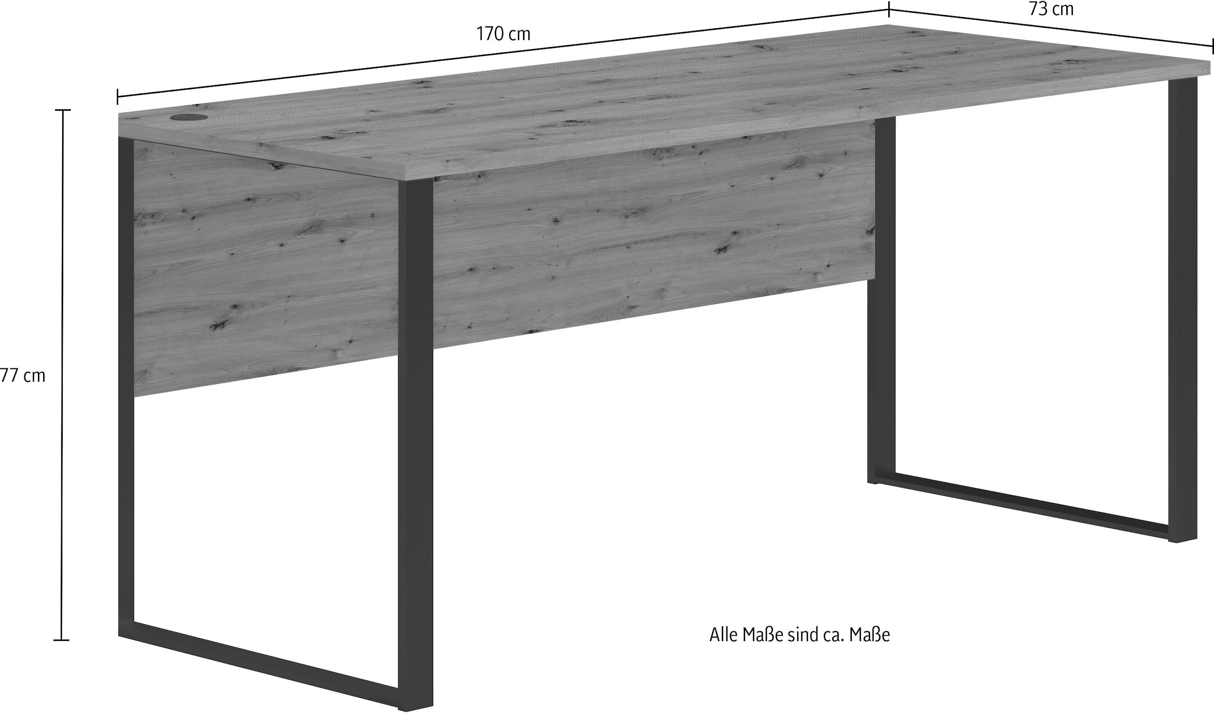 BEGA OFFICE Schreibtisch »Amanda«, (1 St.), Kabeldurchlass, Metallkufen, Breite 170 cm