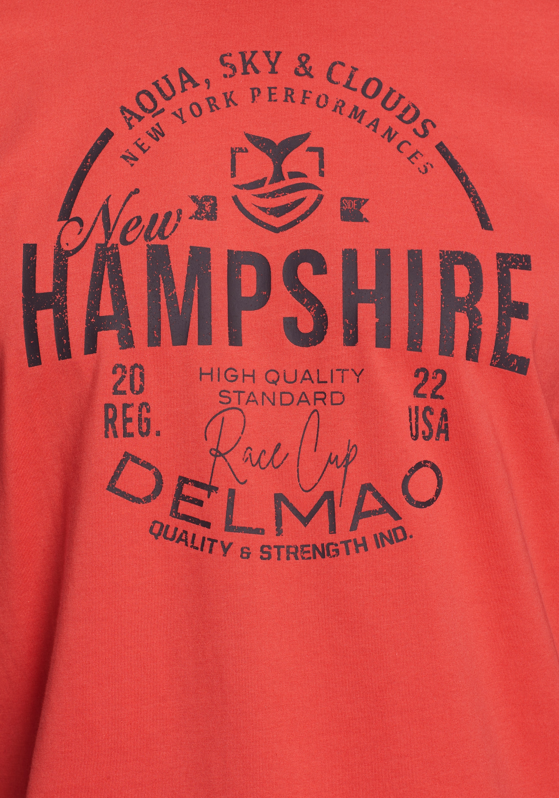 DELMAO T-Shirt, Kurzarm, lässige Passform, mit peppigem Print, aus Baumwolle