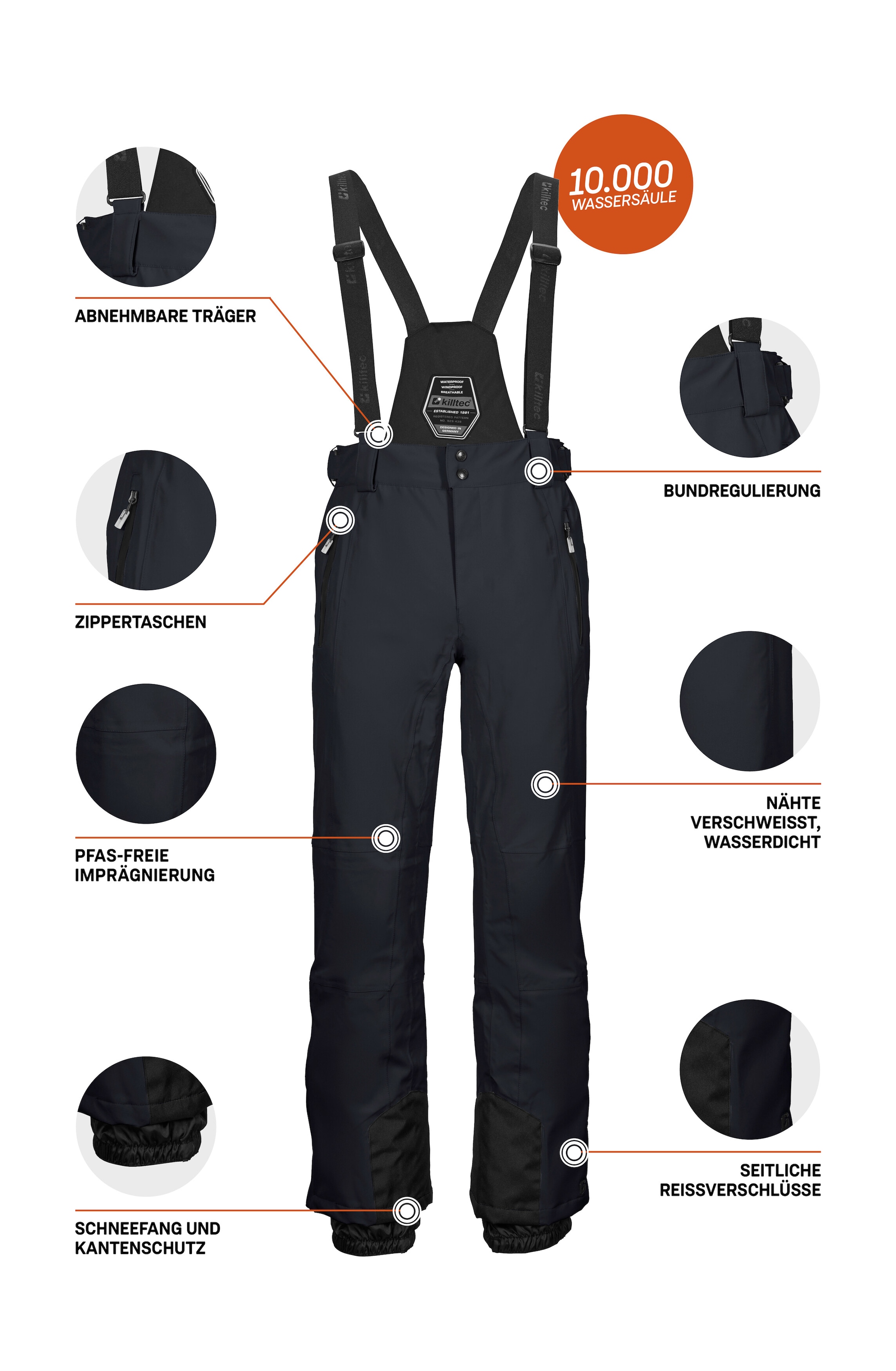 Killtec Skihose »KSW 100 ENOSH MN SKI PNTS«, Wind- und wasserdichte Skihose, verstellbar, mit Schneefängen