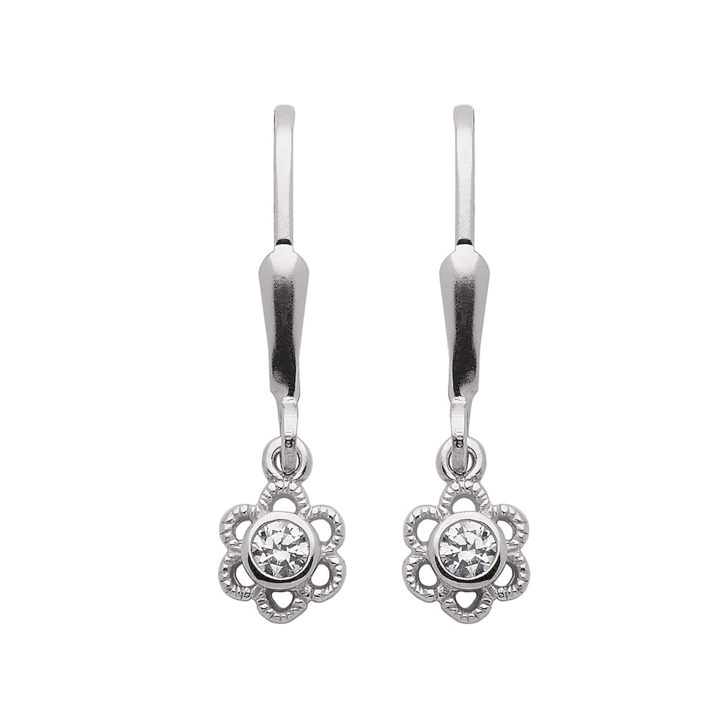 Adelia´s Paar Ohrhänger »925 Silber Ohrringe Ohrhänger Blüte Ø 5 8 mm« mit Zirkonia Silberschmuck für Damen