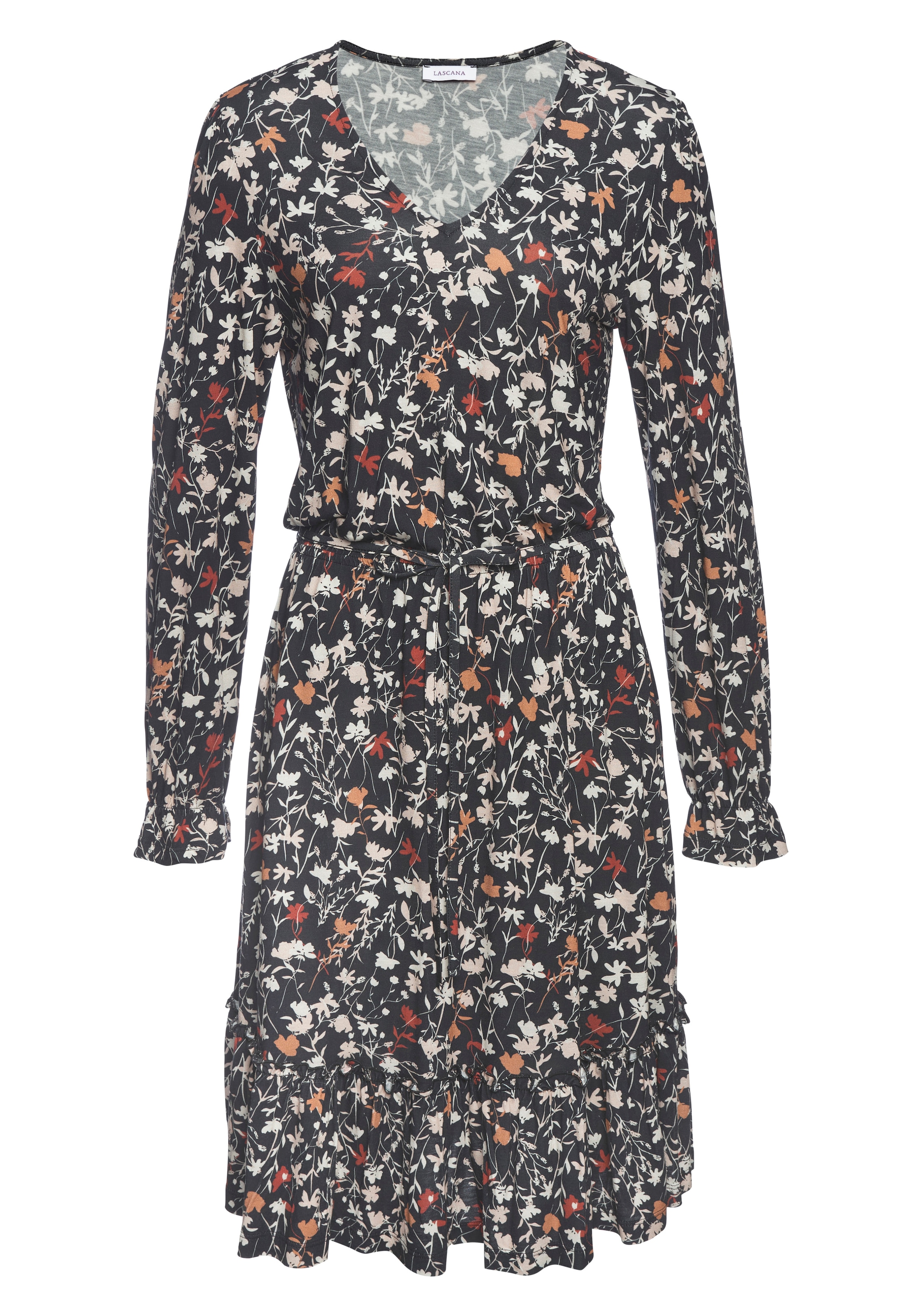 LASCANA Jerseykleid mit Bindegürtel, Ohne Taschen günstig online kaufen