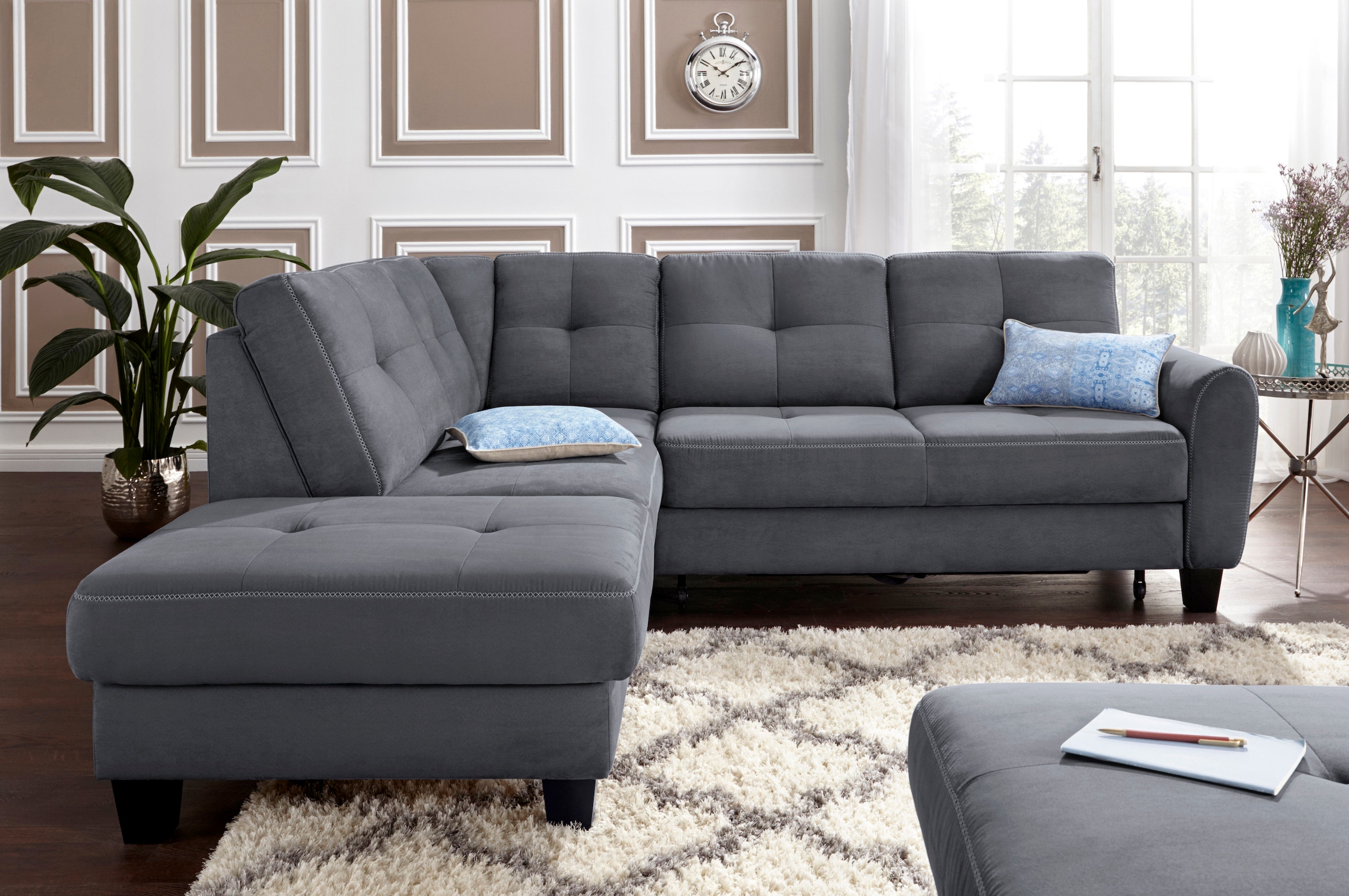 sit&more Ecksofa "Varese L-Form", mit Federkern, wahlweise mit Bettfunktion günstig online kaufen