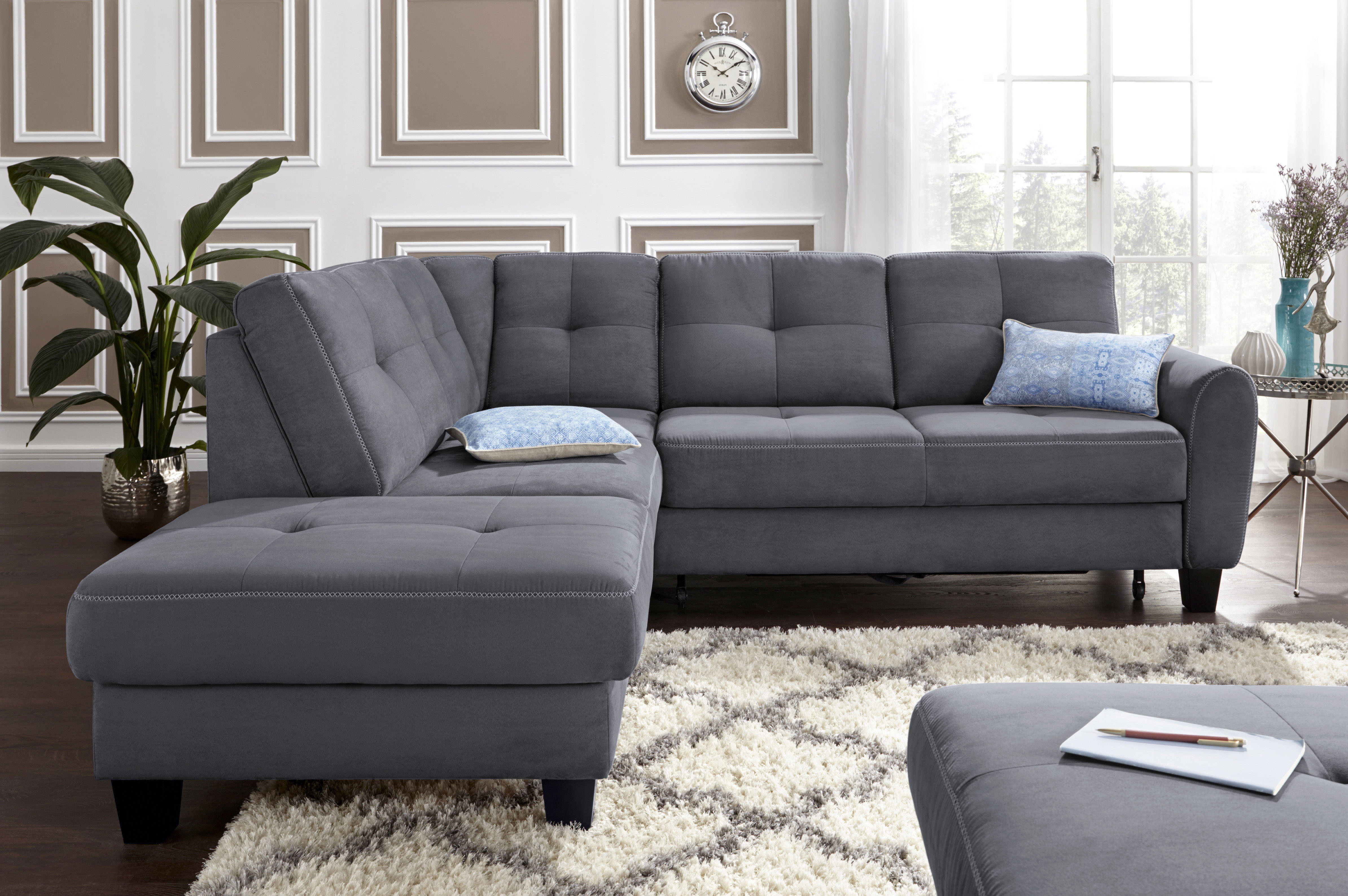 sit&more Ecksofa "Varese L-Form" mit Federkern, wahlweise mit Schlaffunktion und Stauraum
