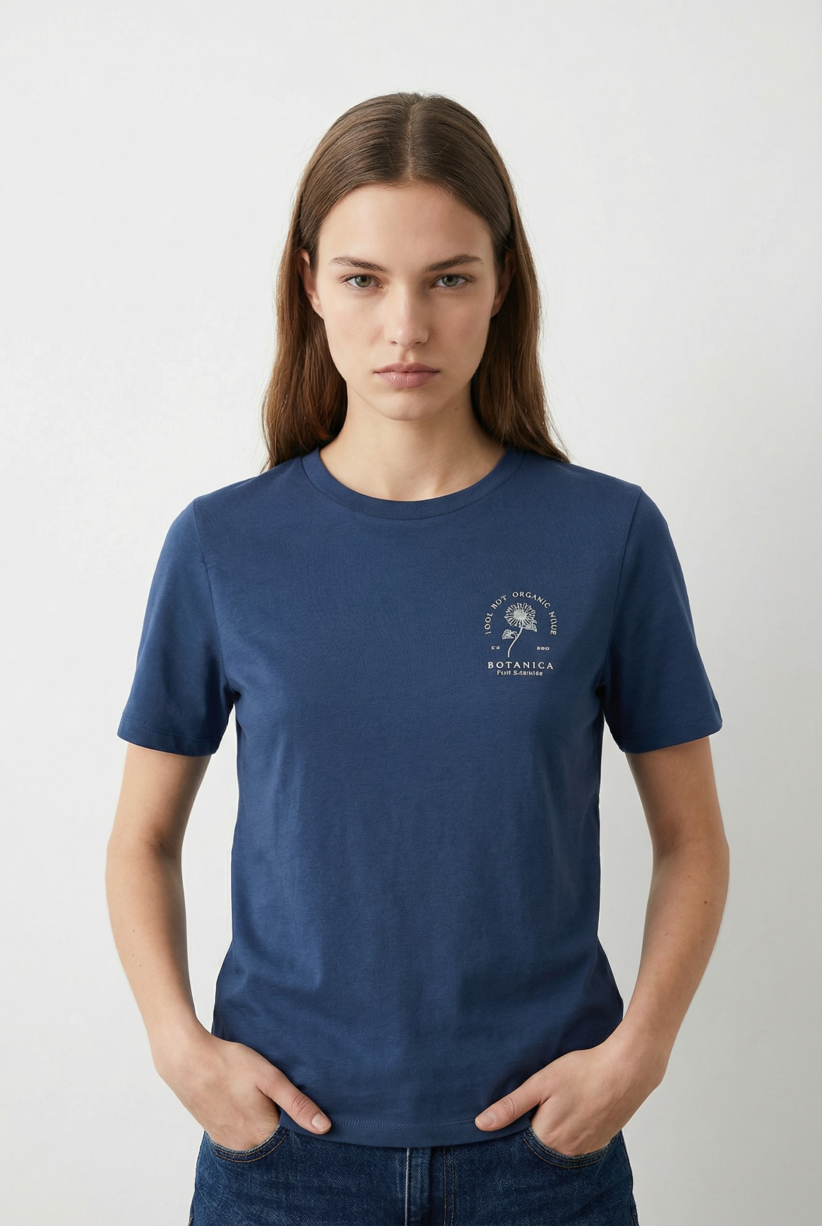 Kurzarmshirt VERO MODA "VMULLA PAULINA SS TOP BOX JRS", Damen, Gr. L, schwarz denim print:local, Jersey, Obermaterial: 100% Baumwolle, bedruckt, normal normal, Rundhals, Shirts, mit Print