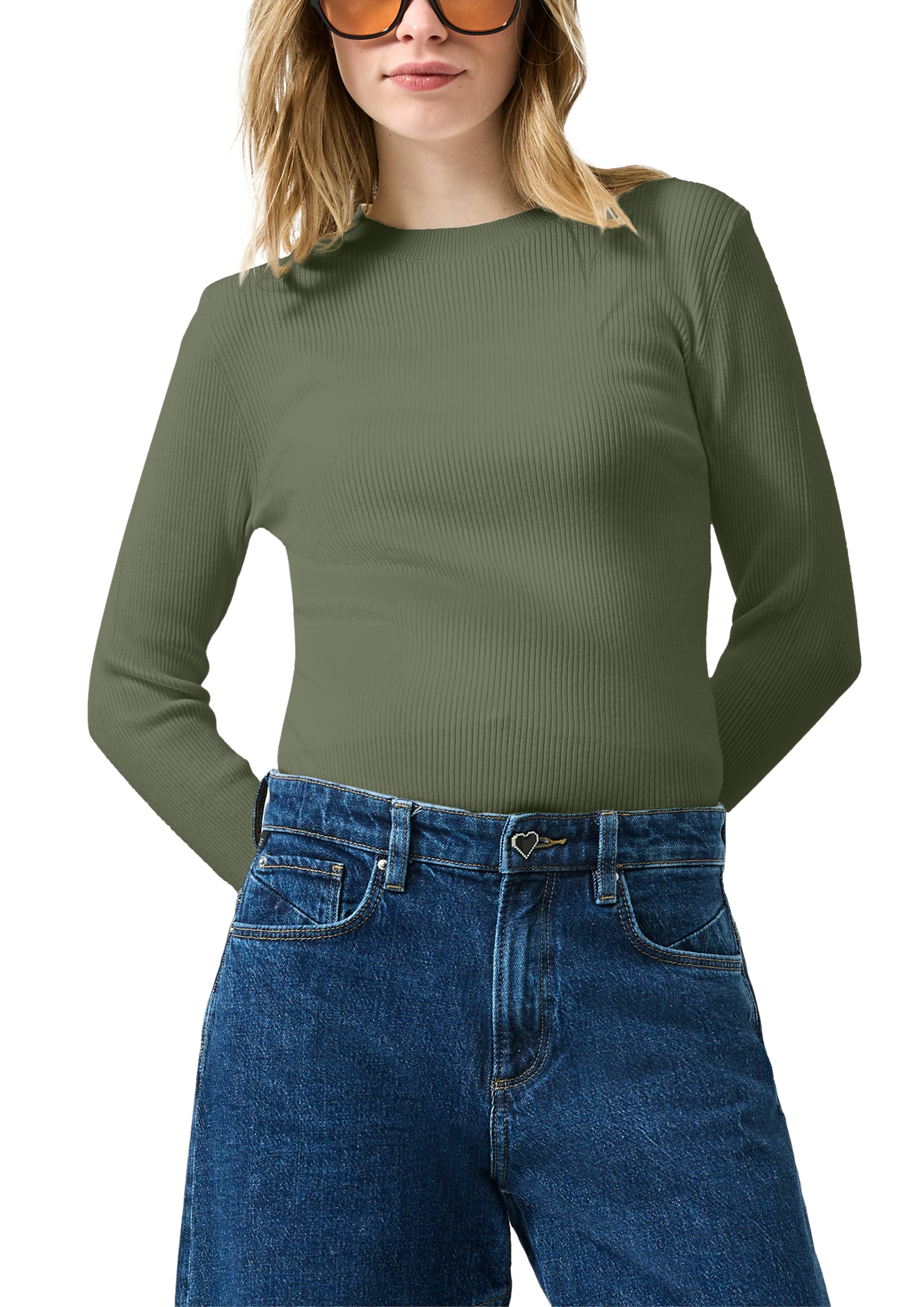 QS Rundhalspullover mit Rundhals und Feinripp, langarm günstig online kaufen