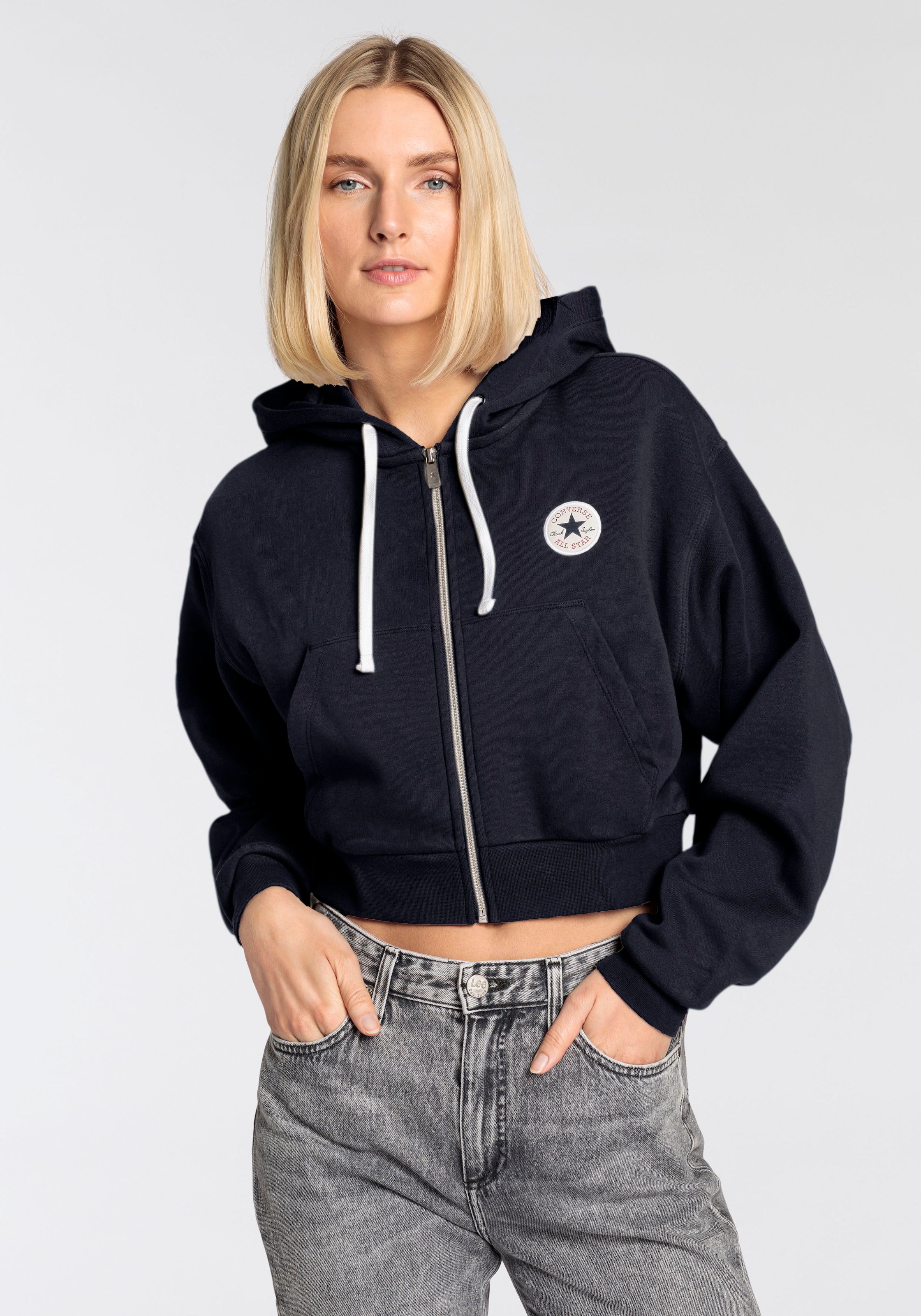 Converse Sweatjacke "WOMENS CONVERSE RETRO FULL-ZIP HOODIE", cropped günstig online kaufen