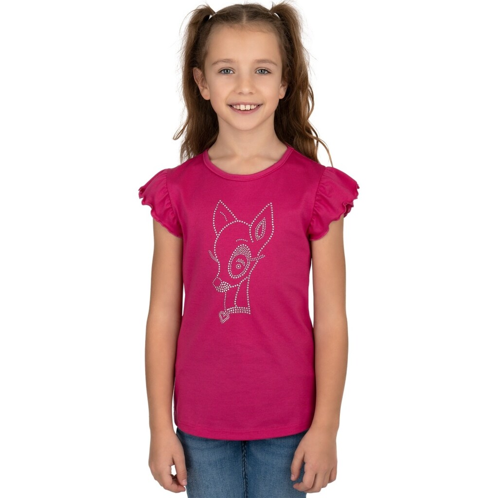 Trigema T-Shirt »TRIGEMA T-Shirt mit glitzerndem Bambi-Motiv«, (1 tlg.)