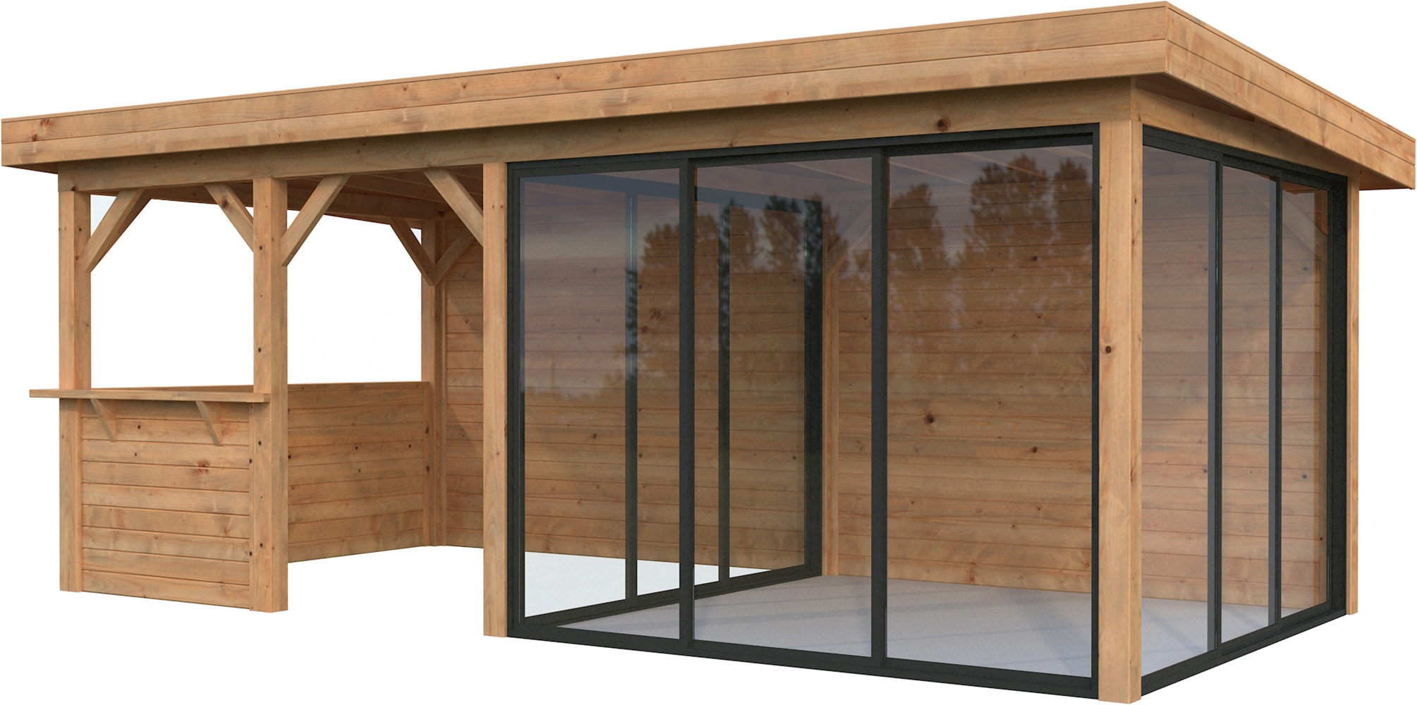 Palmako Gartenhaus "Lenna 16,6 m², Set 708 Slide Plus"
