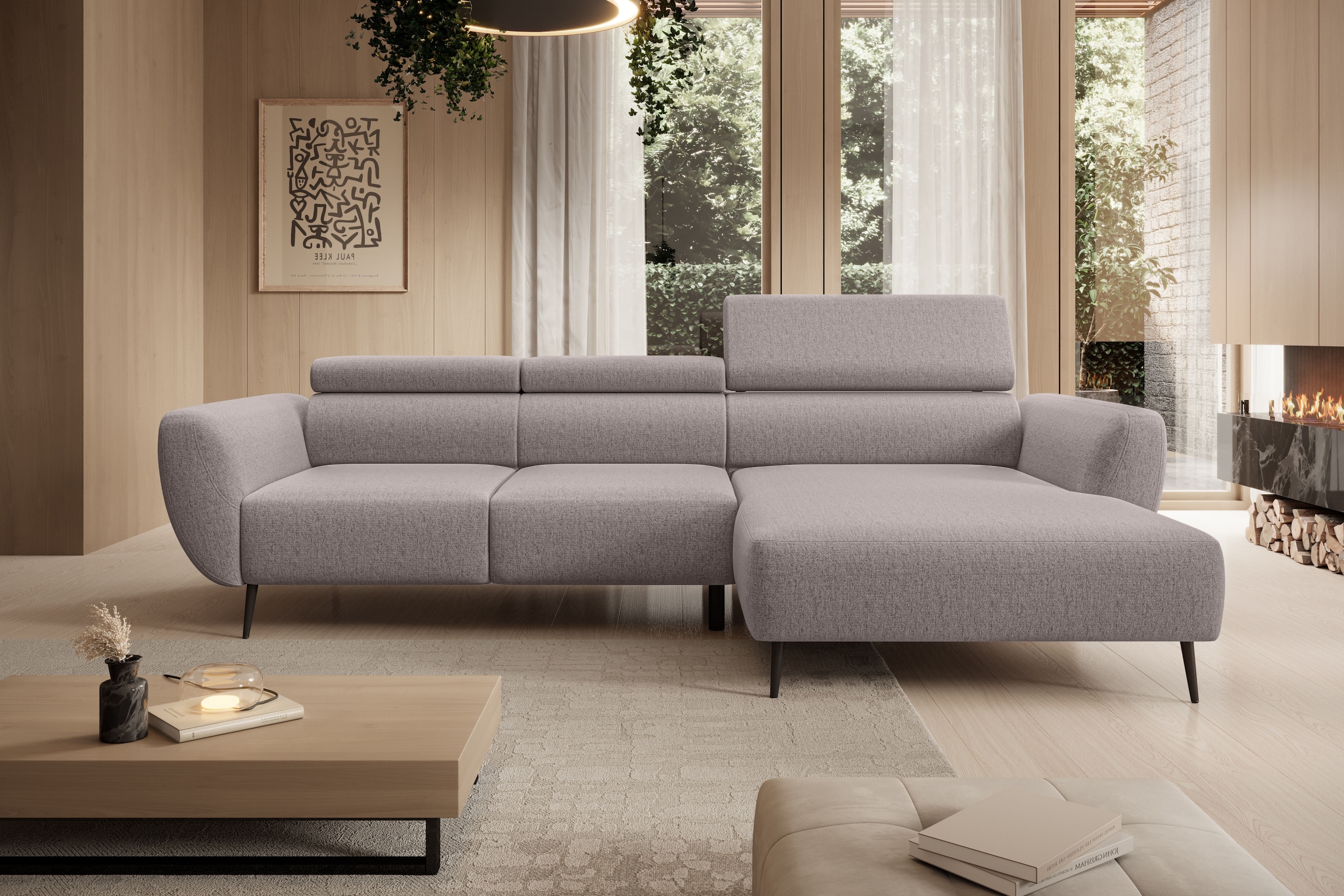 WERK2 Ecksofa "Alisson 277 x 174 cm modern und bequem" Luxus-Microfaser weich, L-Form, XXL, elektrische Sitztiefenverstellung