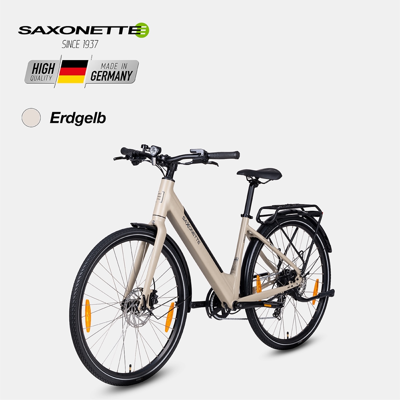 SAXONETTE »SAXONETTE E-BIKE Cityrad URBANA« 7 Gang Shimano Tourney 6/7-fach Schaltwerk Kettenschaltung Heckmotor 250 W Packung,  (mit integr. Akku), Elektrofahrrad für Alltag und Einkauf