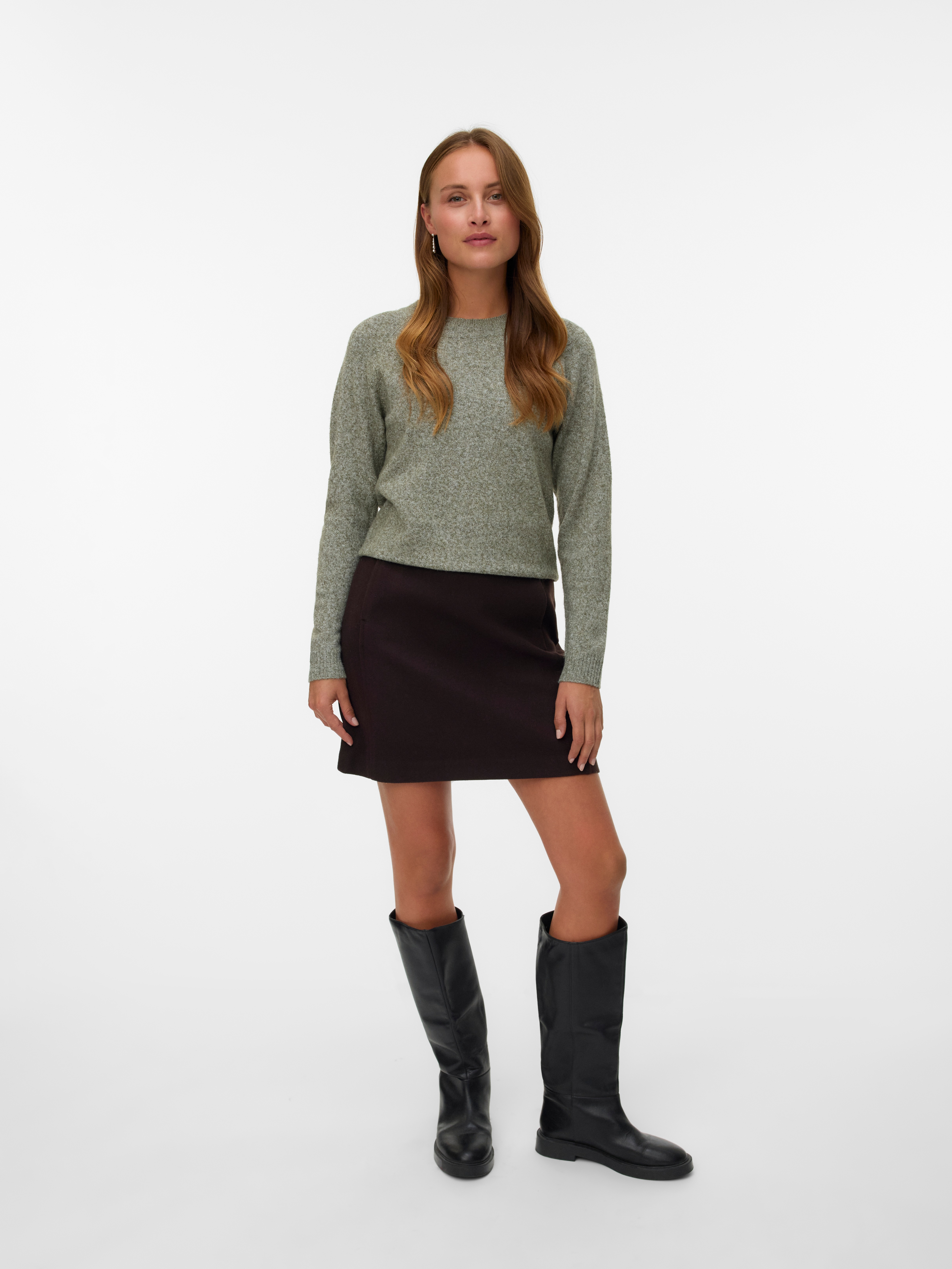 Thumbnail - Vero Moda Rundhalspullover "VMDOFFY LS O-NECK BLOUSE GA NOOS" Materialmix, regular fit