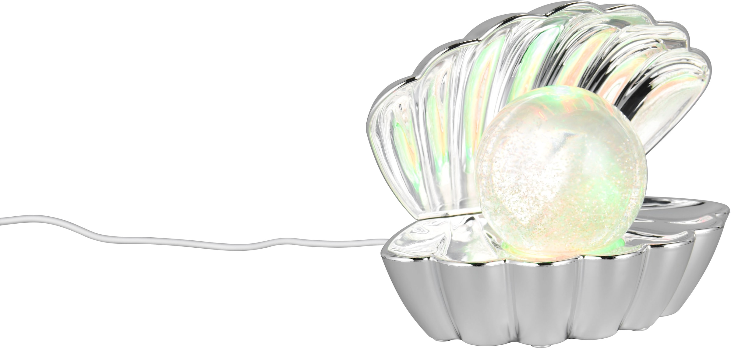 REALITY Leuchten LED Tischleuchte »SHELLY, Deko Tischlampe in Muschelform mit RGB Farbwechsel, 0,8W 15Lm« LED-Board 1 Stk. RGB Muschel Tischlampe mit Glitzerkugel und Farbwechsel inkl USB-Ladekabel