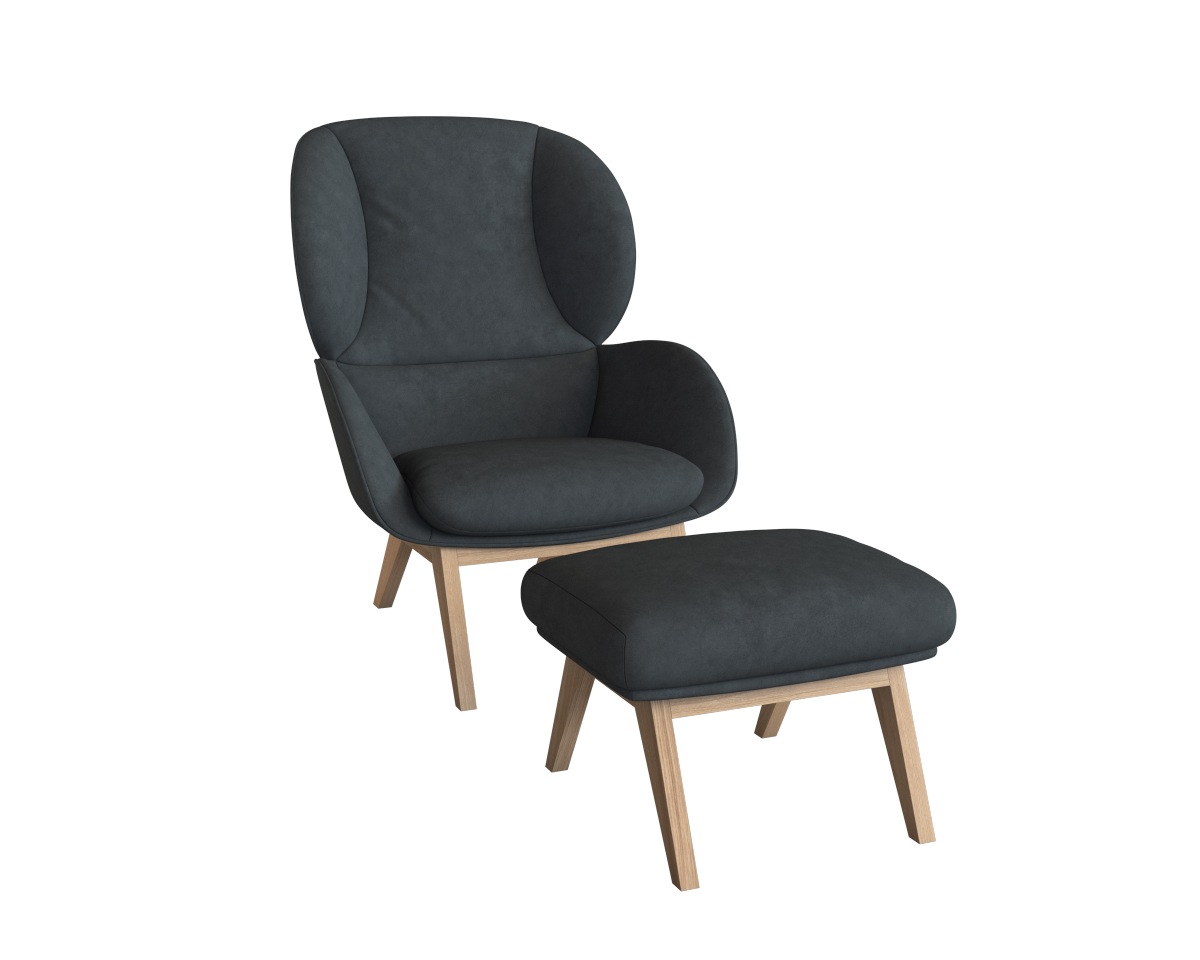 FLEXLUX Polsterhocker »Adria«, Fuß Eiche, Fußhocker für Ohrensessel