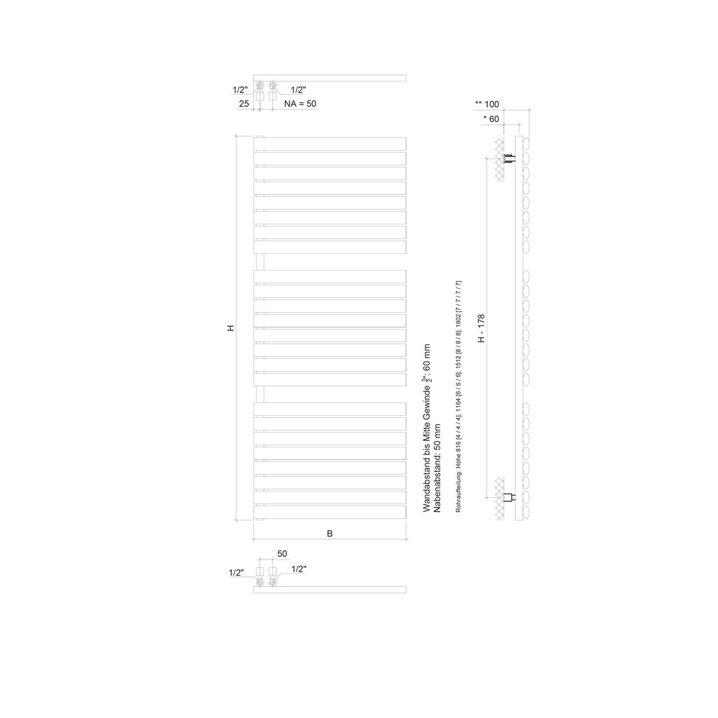 Ximax Badheizkörper »Fortuna-Open 1512 mm x 600 mm«