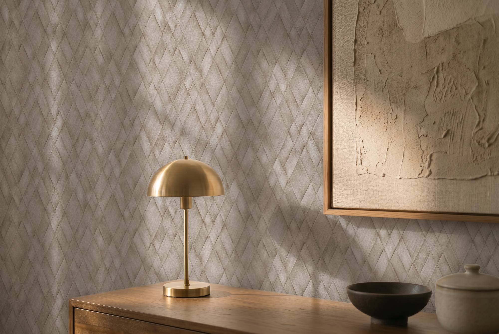 living walls Vliestapete "Cosiness Geflecht – Vorgeleimte 3D Vliestapete mit Rauten" Flechtoptik Rhombenmuster matt leicht strukturiert Plastisches Rautenmuster in moderner Geflechtoptik