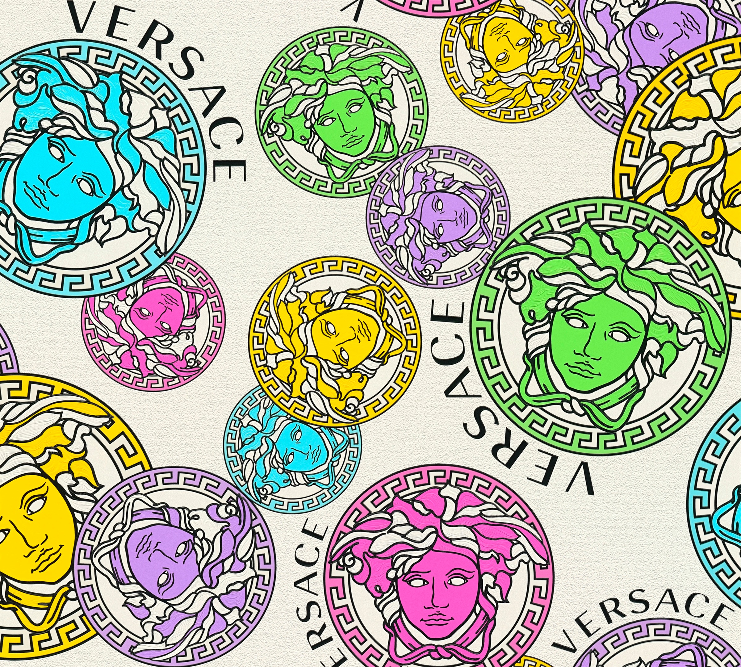 Versace Vliestapete "Wallpaper Versace 5 Medusakopf" abstrakt gemustert leicht glänzend leicht strukturiert Designertapete Tapeten Wohnzimmer Schlafzimmer Küche Flur Design Optik