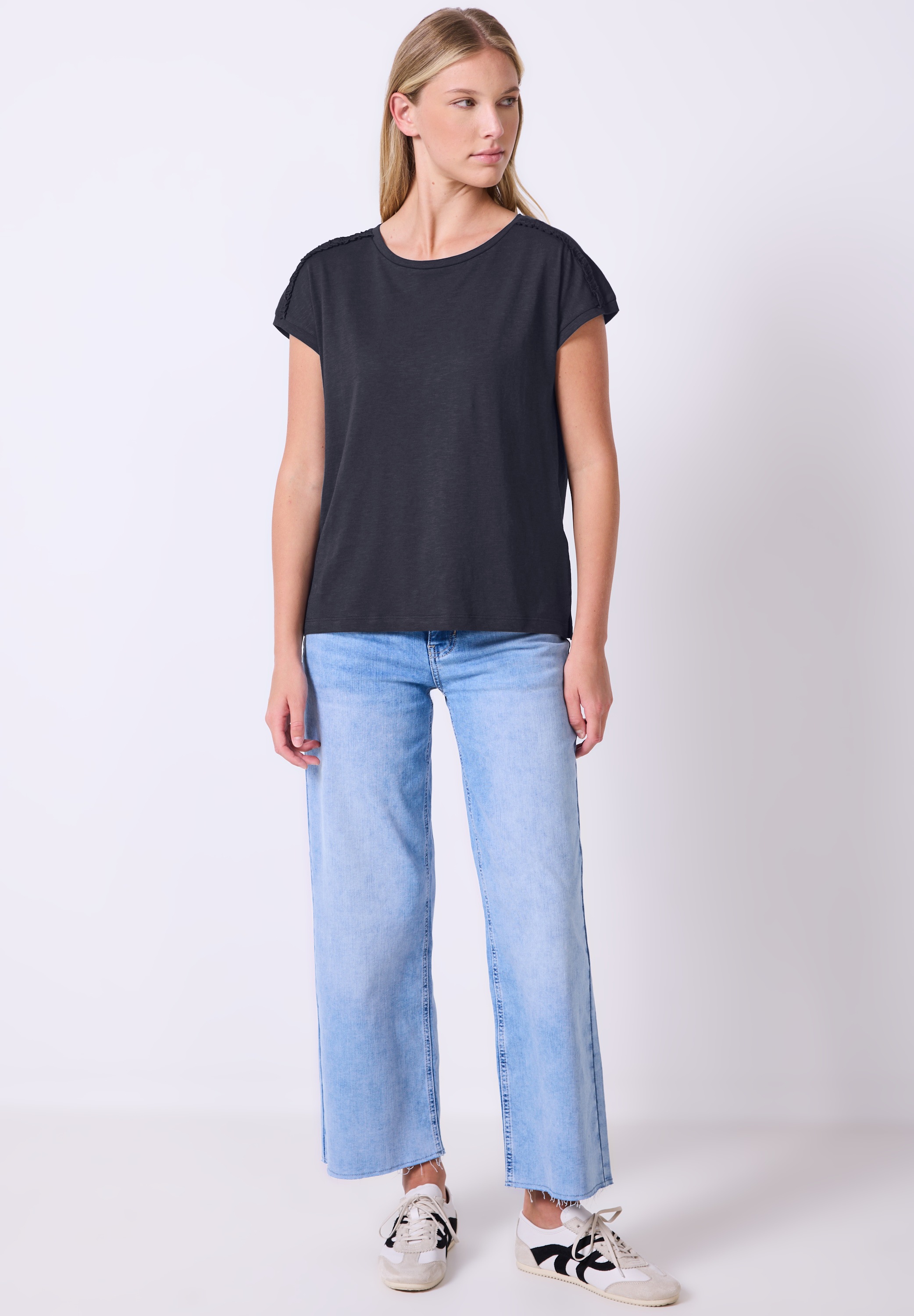 Thumbnail - STREET ONE STUDIO T-Shirt aus elastischem Materialmix