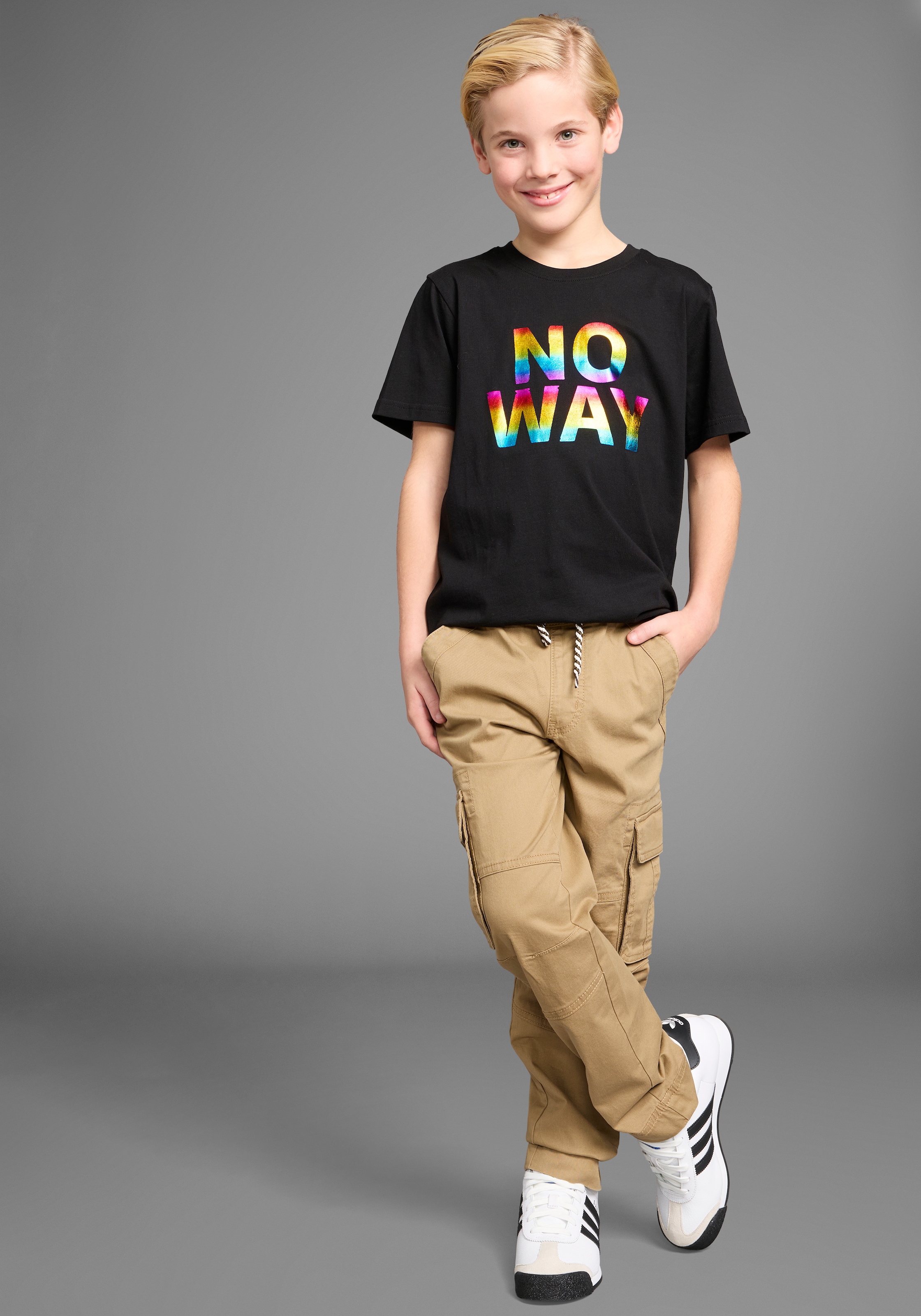 KIDSWORLD T-Shirt »Sprücheshirt: NO WAY«, mit coolem Foliendruck