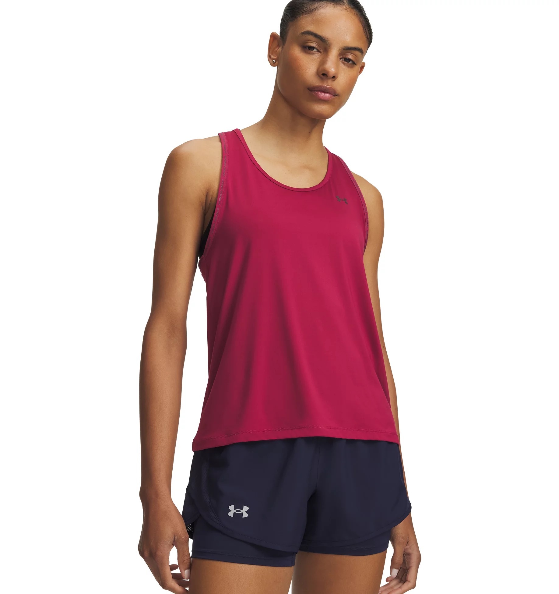 "Tanktop UNDER ARMOUR ""TECH KNOCKOUT TANK"", Damen, Gr. L, rot (claret, ox blood), Obermaterial: 90% Polyester, 10% Elasthan, Rundhals, Tops