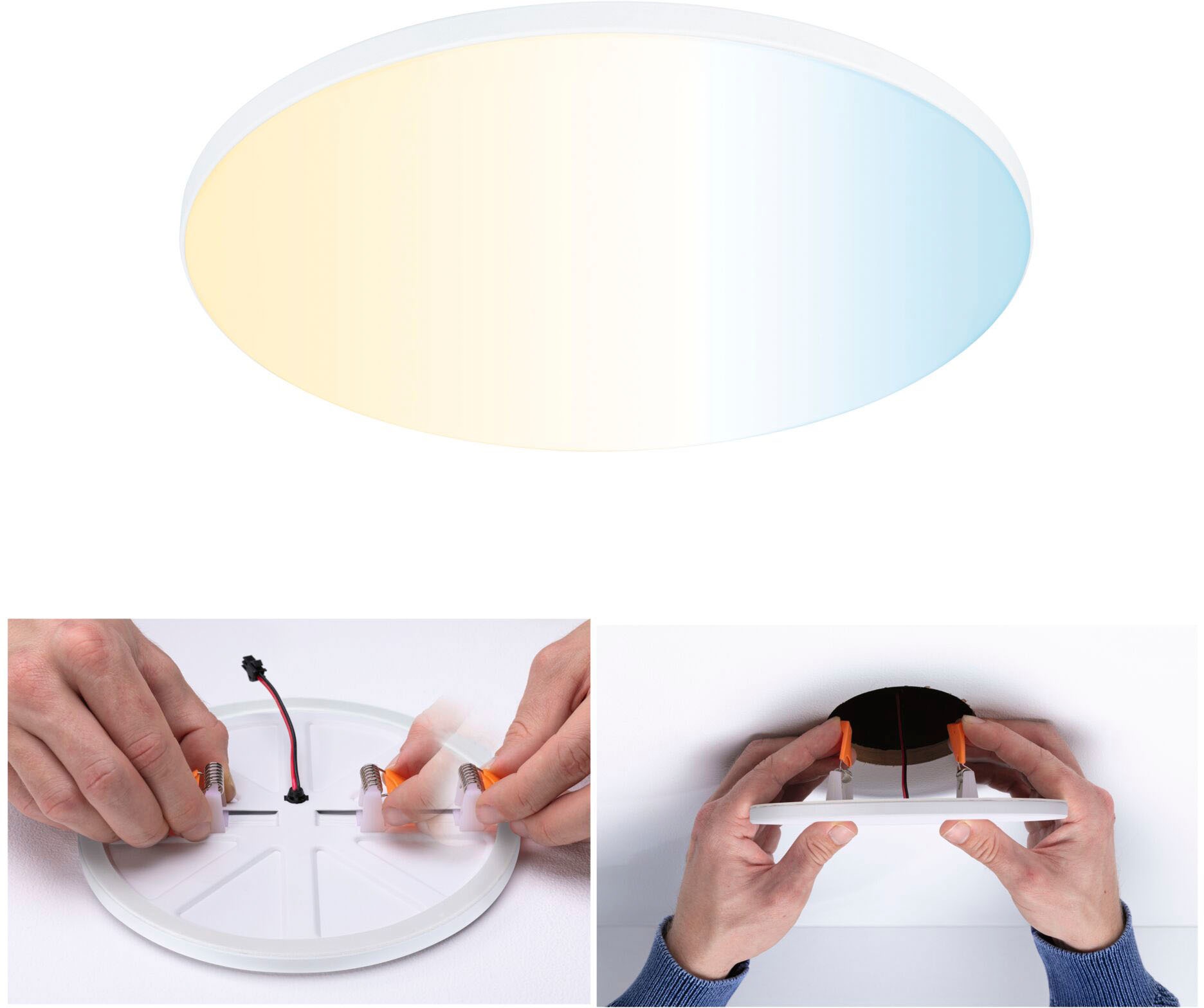 Paulmann LED Einbauleuchte »Veluna VariFit Edge IP44 rund 200mm 1400lm Tunable White Weiß dimmbar« 1 Stk. Tageslichtweiß LED Einbaupanel ZigBee, App steuerbar