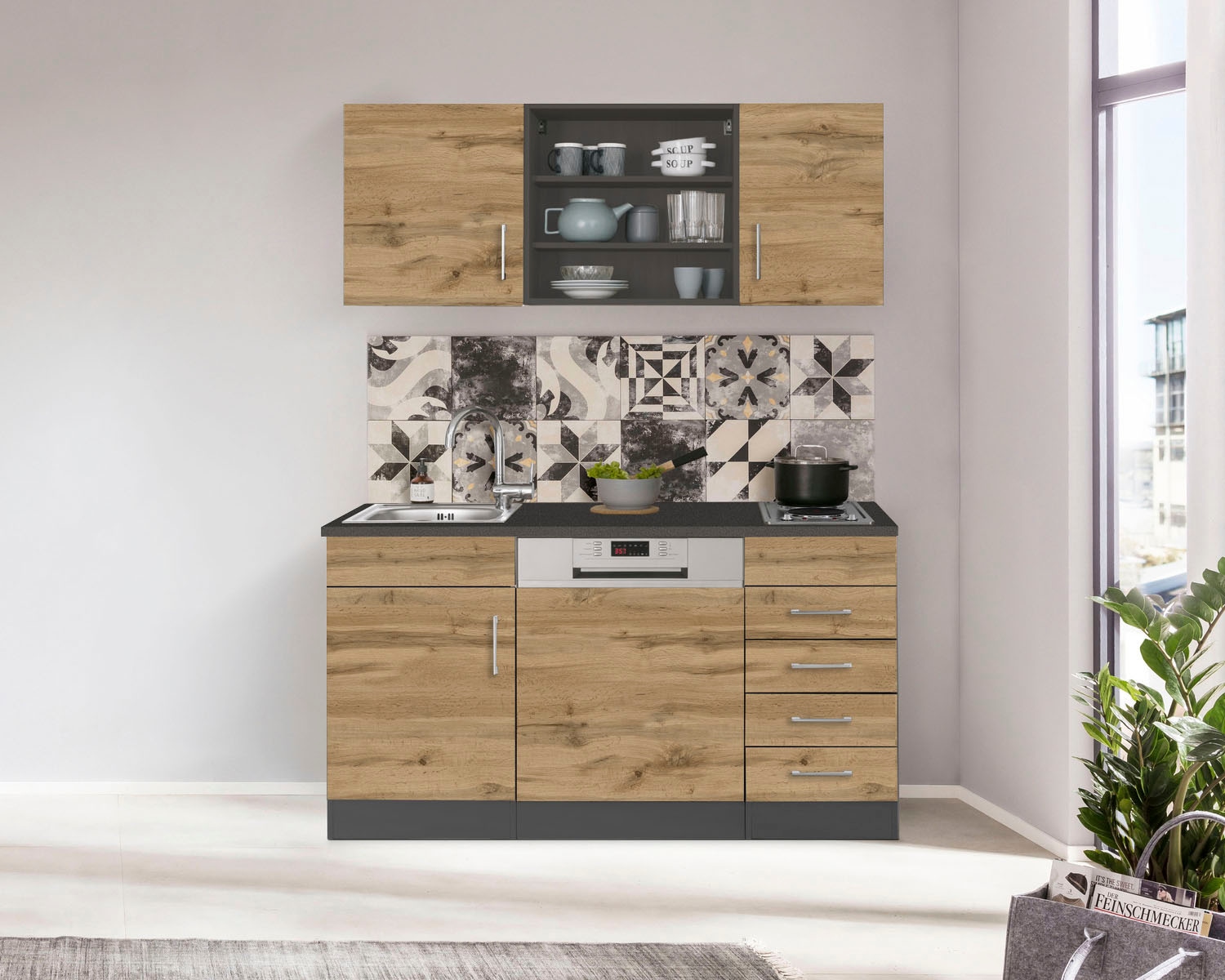 HELD MÖBEL Pantryküche "Mali", Breite 150 cm, mit E-Geräten günstig online kaufen
