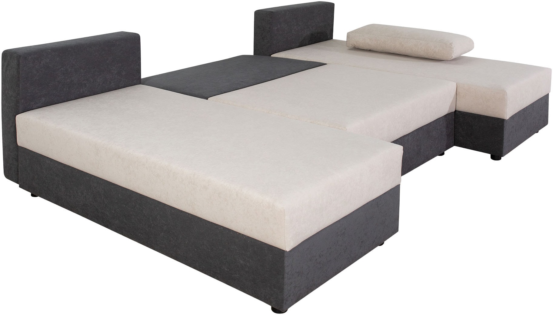 COLLECTION AB Wohnlandschaft »Pico U-Form, Breite 220, ohne Armlehne mit Schlaffunktion, Bettkasten«, Wohnlandschaft,2 X Ottomane,Polyätherschaum Polsterung