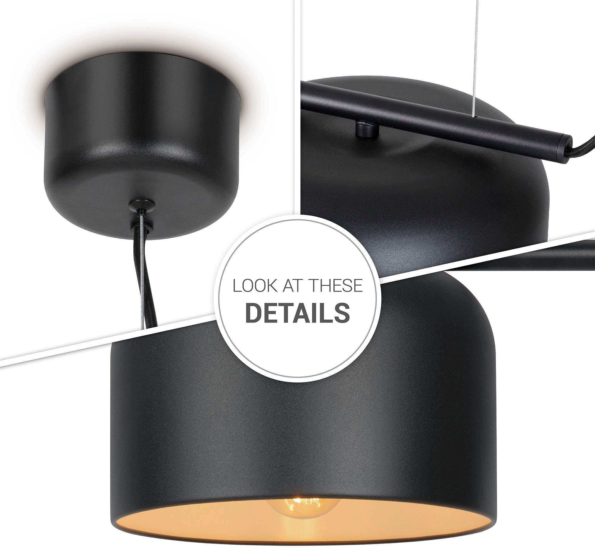 Paco Home Pendelleuchte »BOWL«, 3 flammig, Leuchtmittel E27 | ohne Leuchtmittel