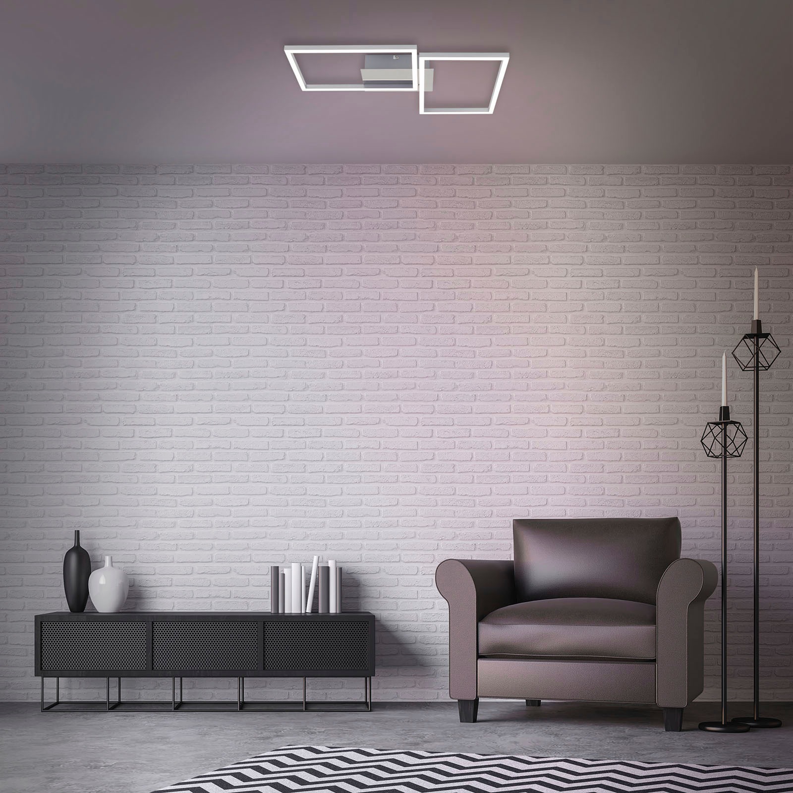 Briloner Leuchten LED Deckenleuchte »3149018 FRAME«, Leuchtmittel LED-Board | LED fest integriert, Deckenlampe, 50x38,8x7,8cm, Chrom, 30W, Wohnzimmer, Schlafzimmer
