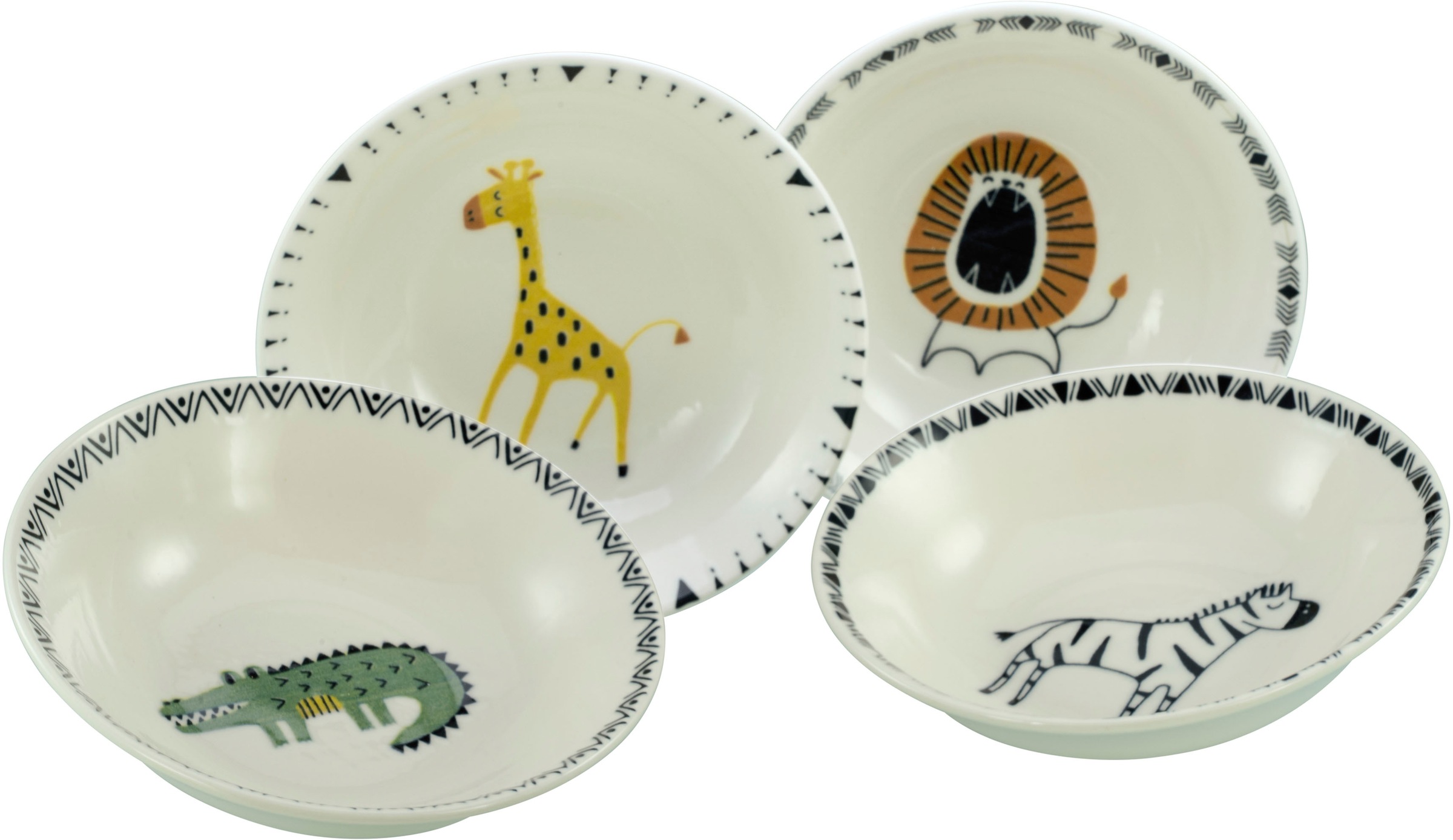 CREATABLE Müslischale "Safari, Schale 18,5 cm, 4-tlg.", B/H/L: 25cm x 14cmbunt, Schüsseln, Unregelmäßig gefärbter Rand, Unikat
