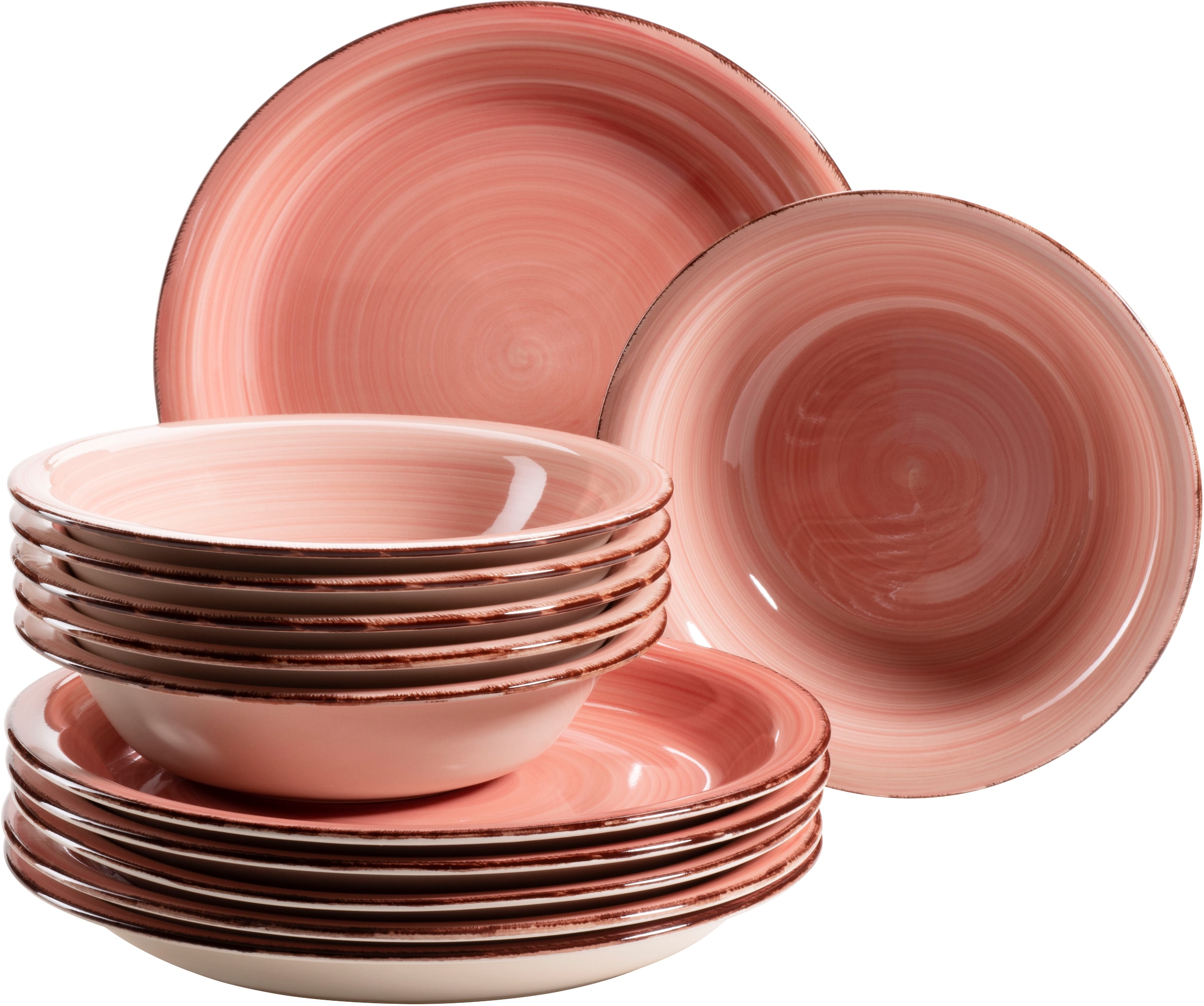 my home Tafelservice "Teller Set, Geschirr-Set Bel Tempo" rustikale Holzopt günstig online kaufen