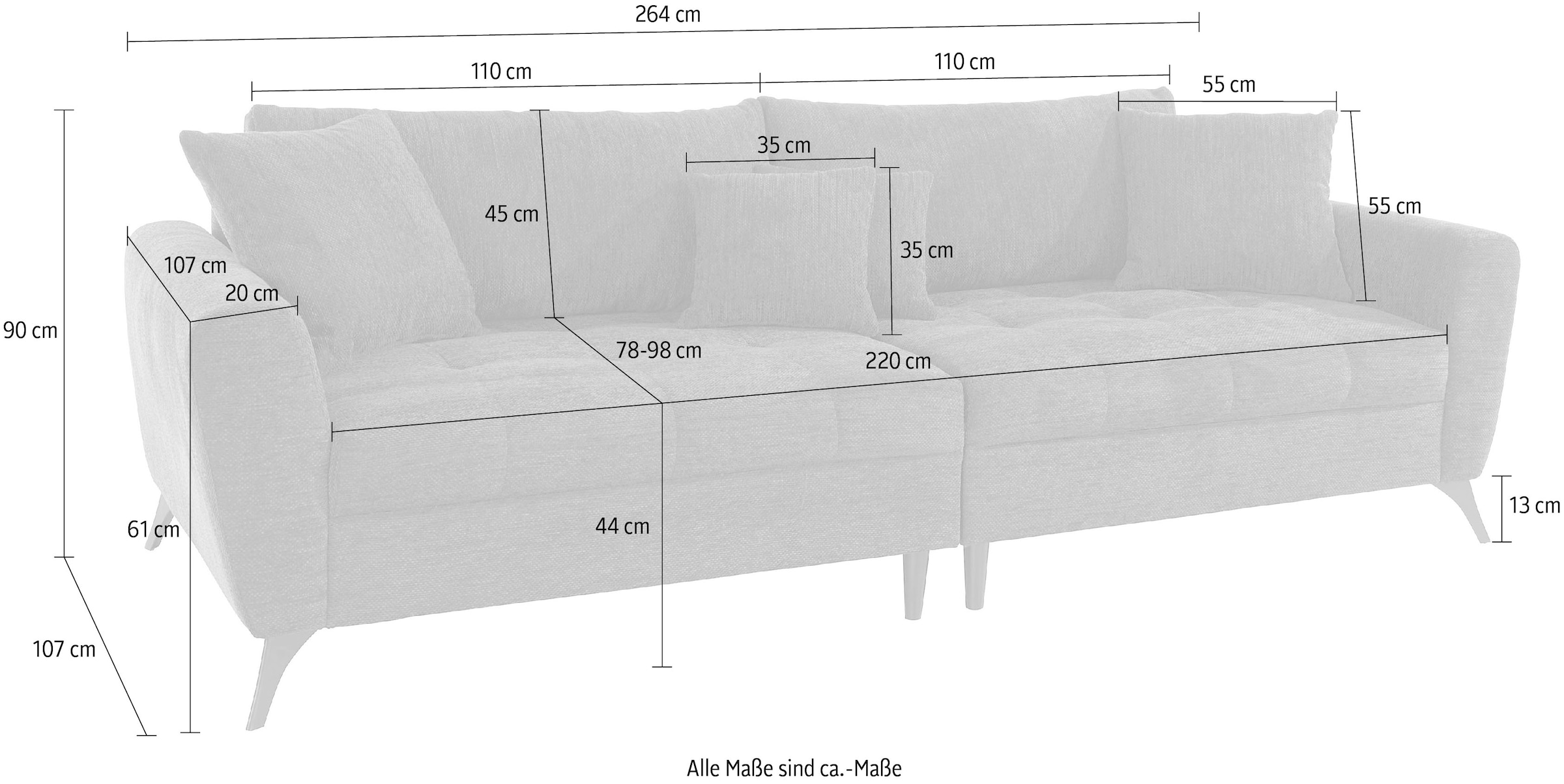 clean-Bezug, Steppung Kissen bestellen Big-Sofa Sitzbereich, »Lörby«, INOSIGN | lose im Aqua auch feine BAUR mit